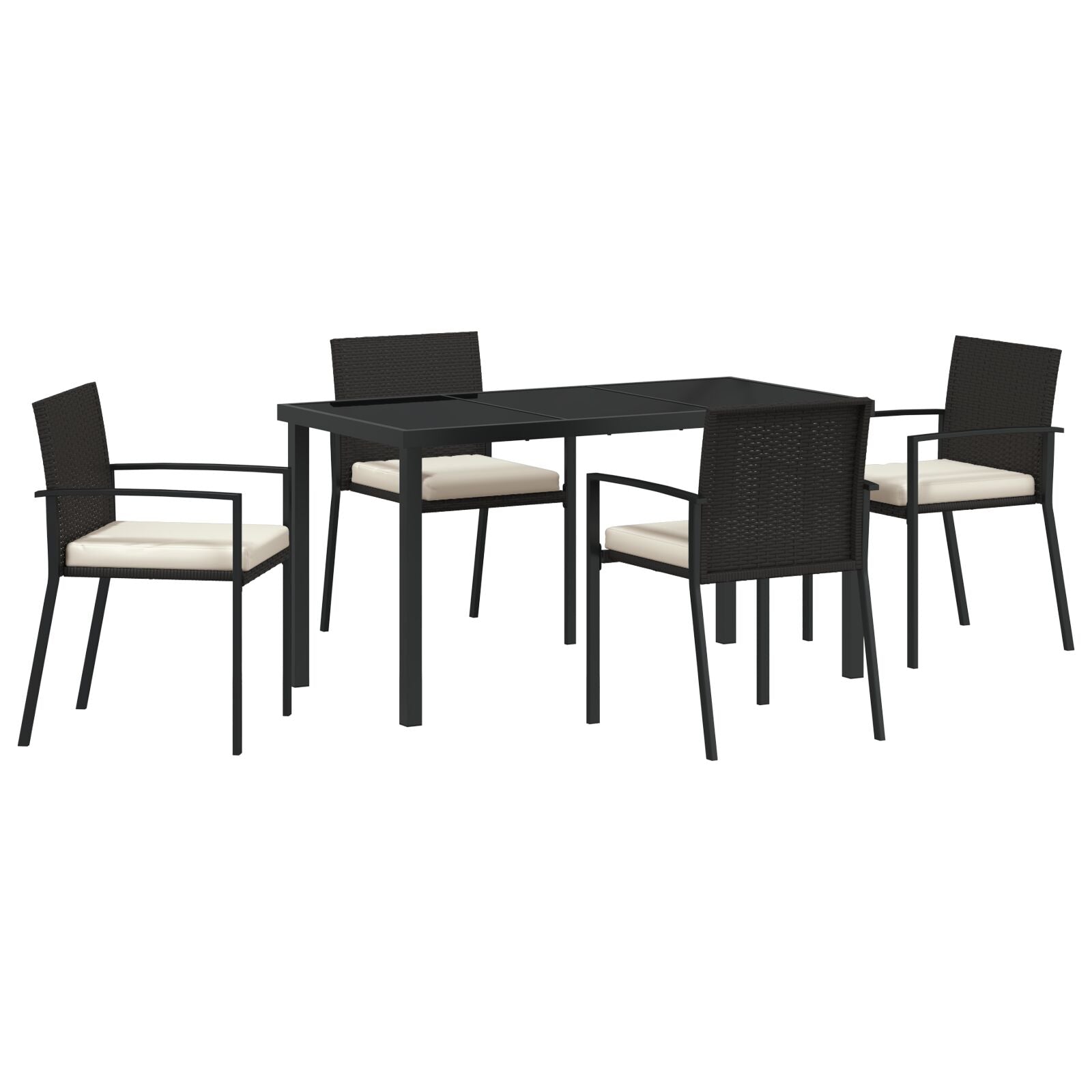 Hage Spisegruppe 5 pcs Svart Poly rattan