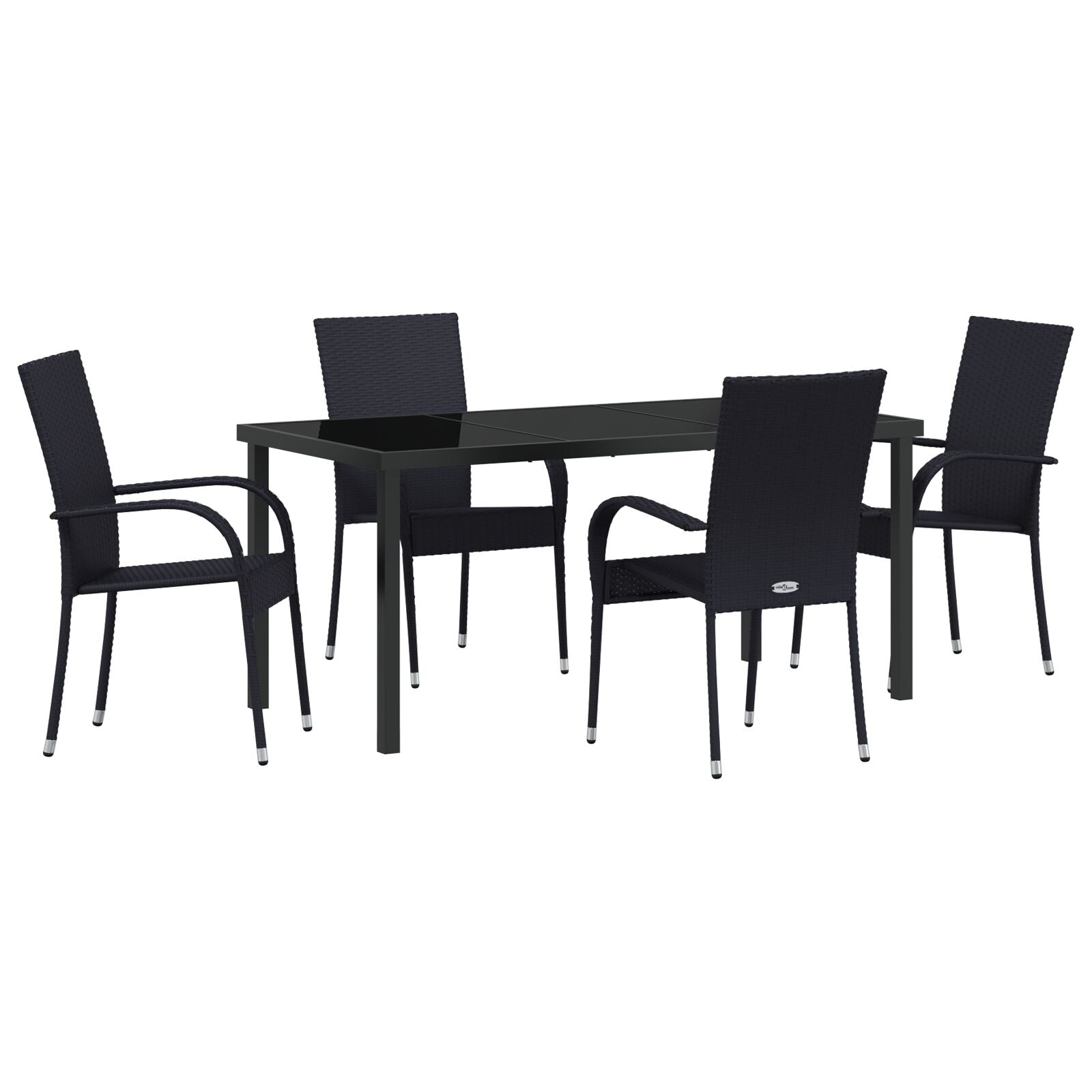 Hage Spisegruppe 5 pcs Svart Poly rattan