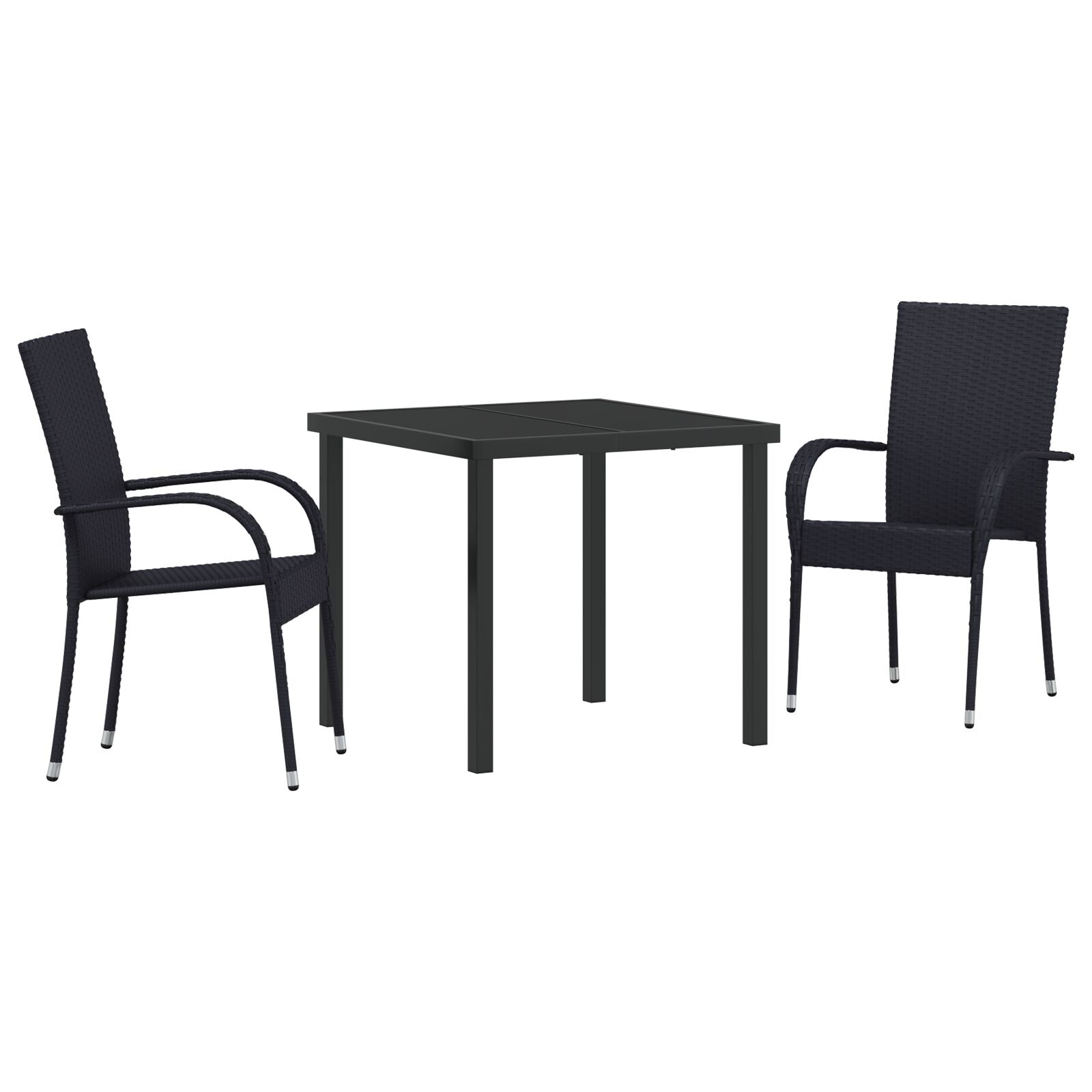 Hage Spisegruppe 3 pcs Svart Poly rattan