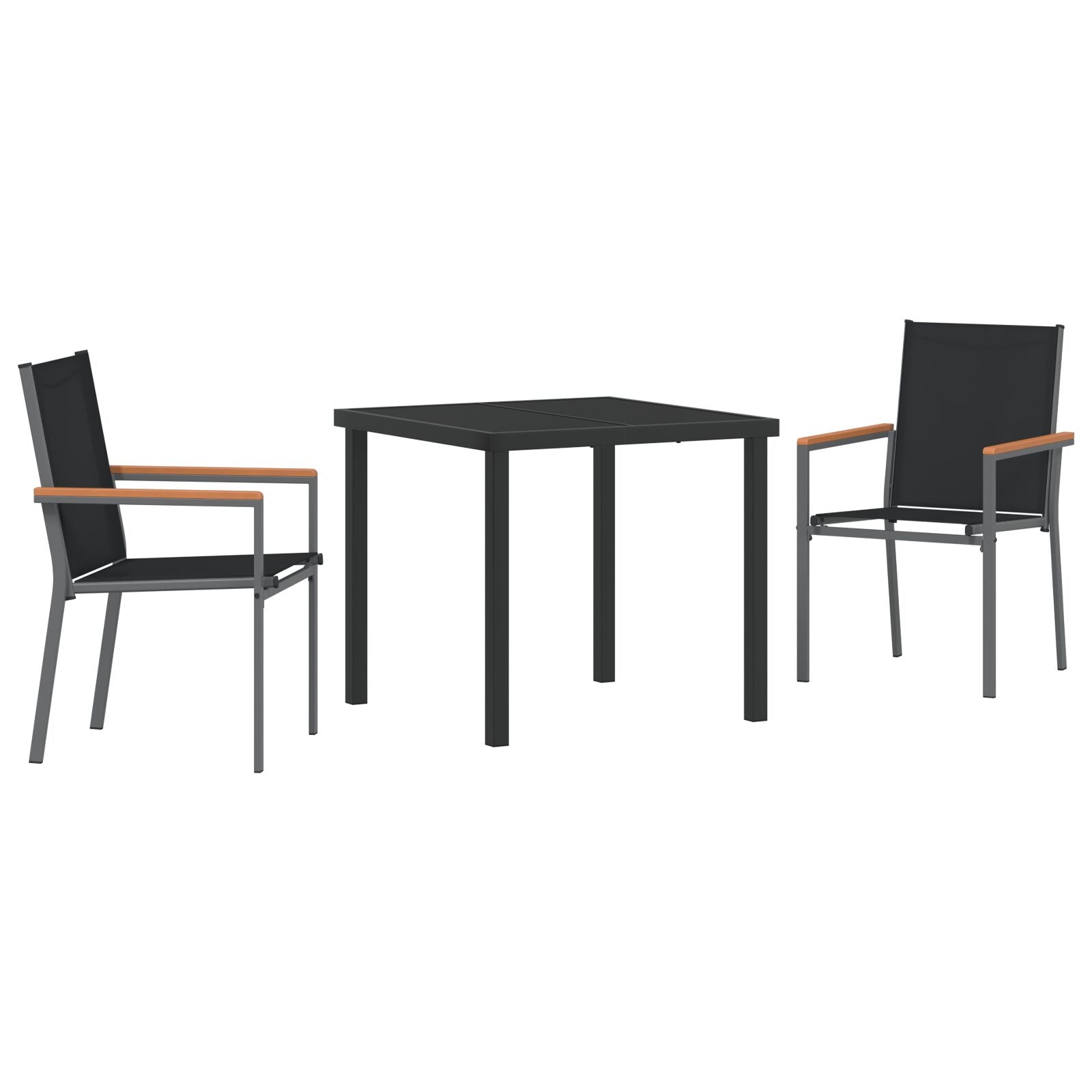 Hage Spisegruppe 3 pcs Svart Textilene og stål