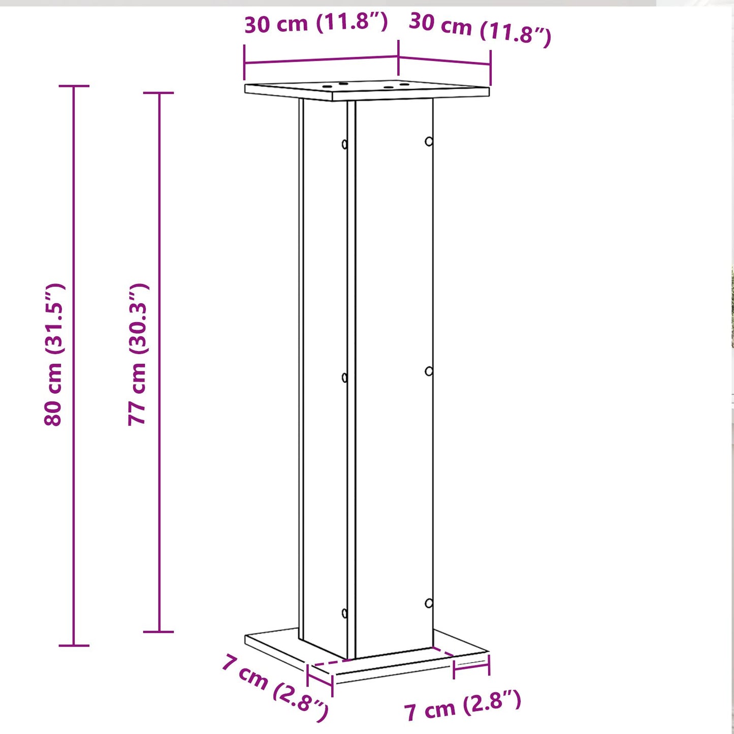 Planteholder 2 pcs Svart Eik 30 x 30 x 80 cm Konstruert tre