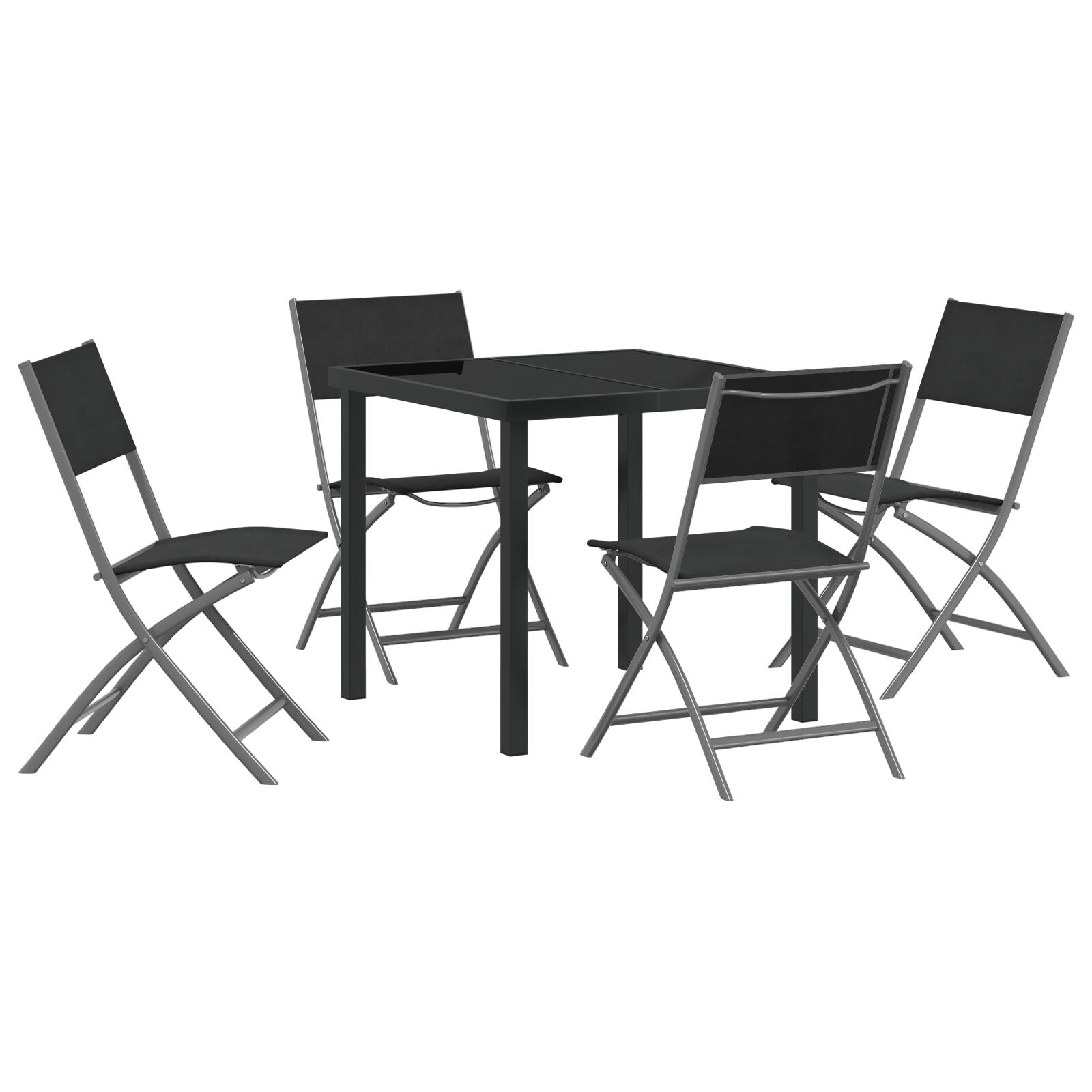 Hage Spisegruppe 5 pcs Svart Textilene og stål