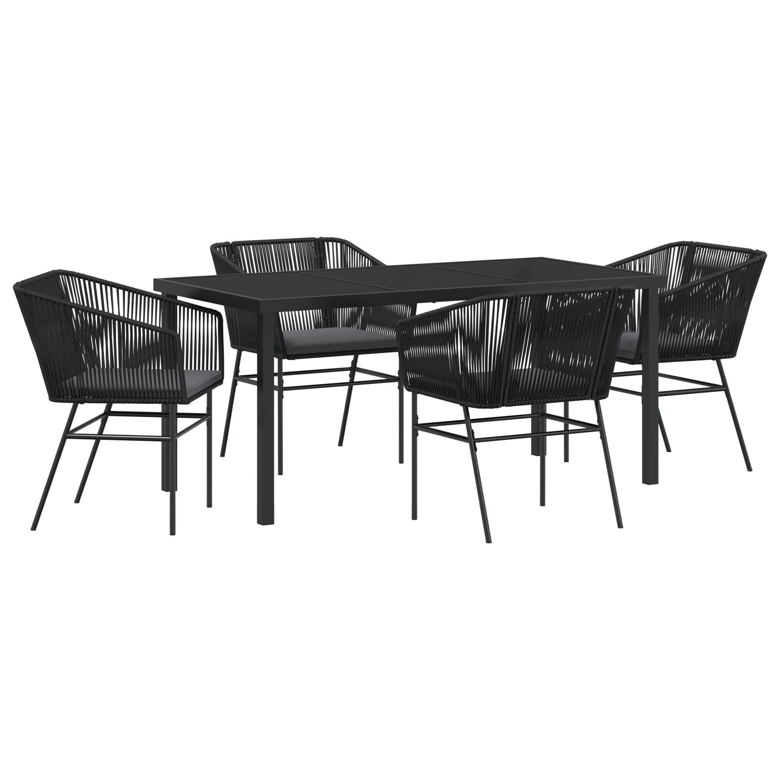 Hage Spisegruppe 5 pcs Svart Poly rattan