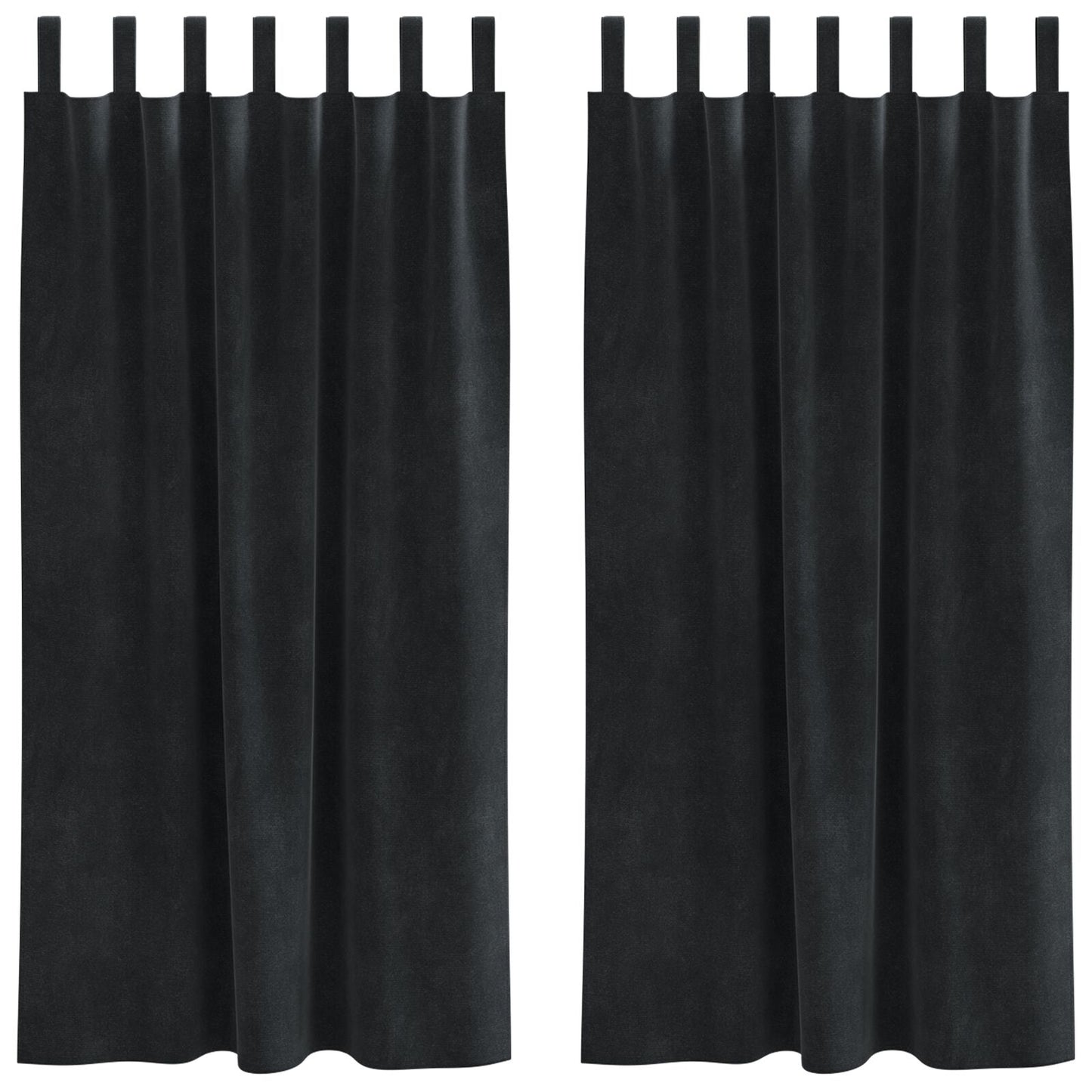 Blendingsgardiner 2 pcs Svart 140 x 175 cm Fløyel