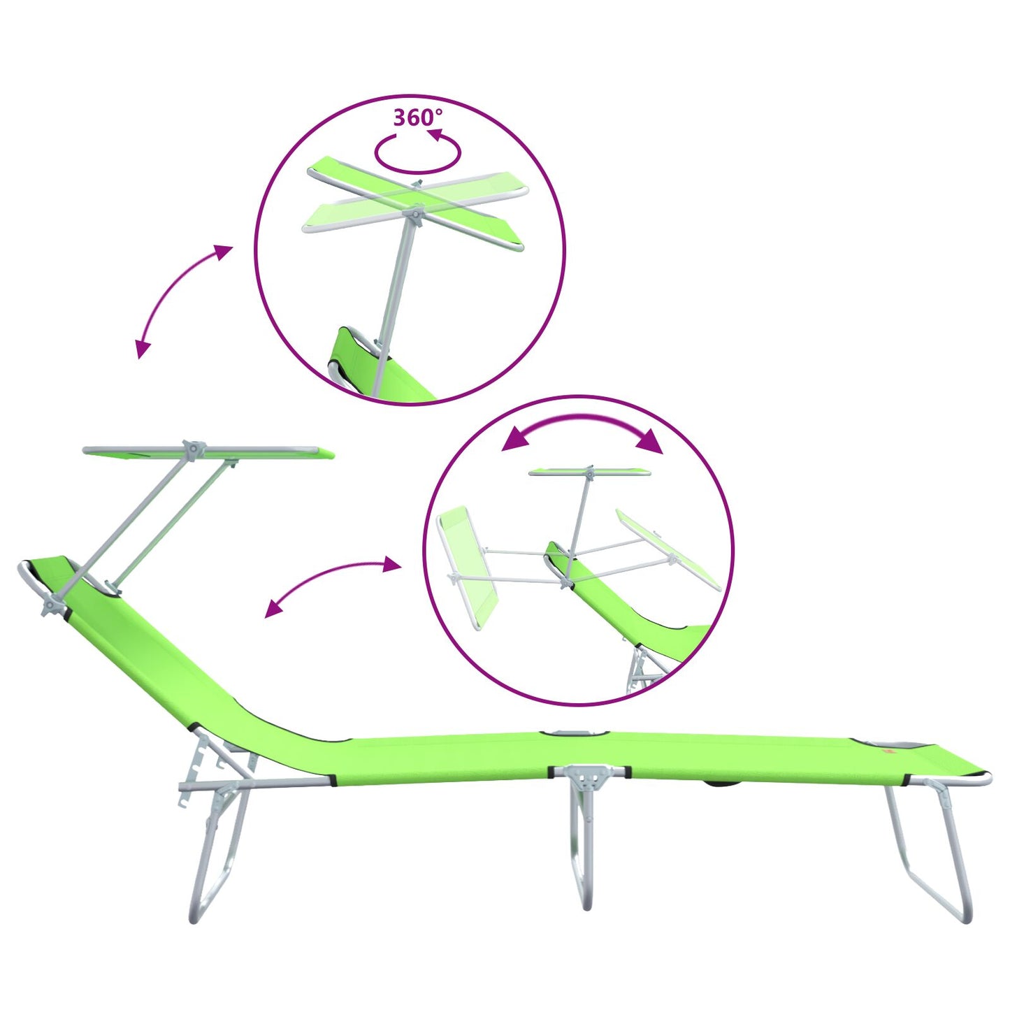 Solstol 2 pcs grønn 58 x 188 x 77cm Polyester