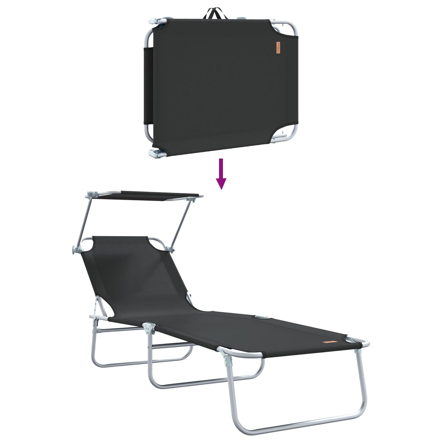 Solstol 2 pcs Svart 58 x 188 x 77cm Polyester