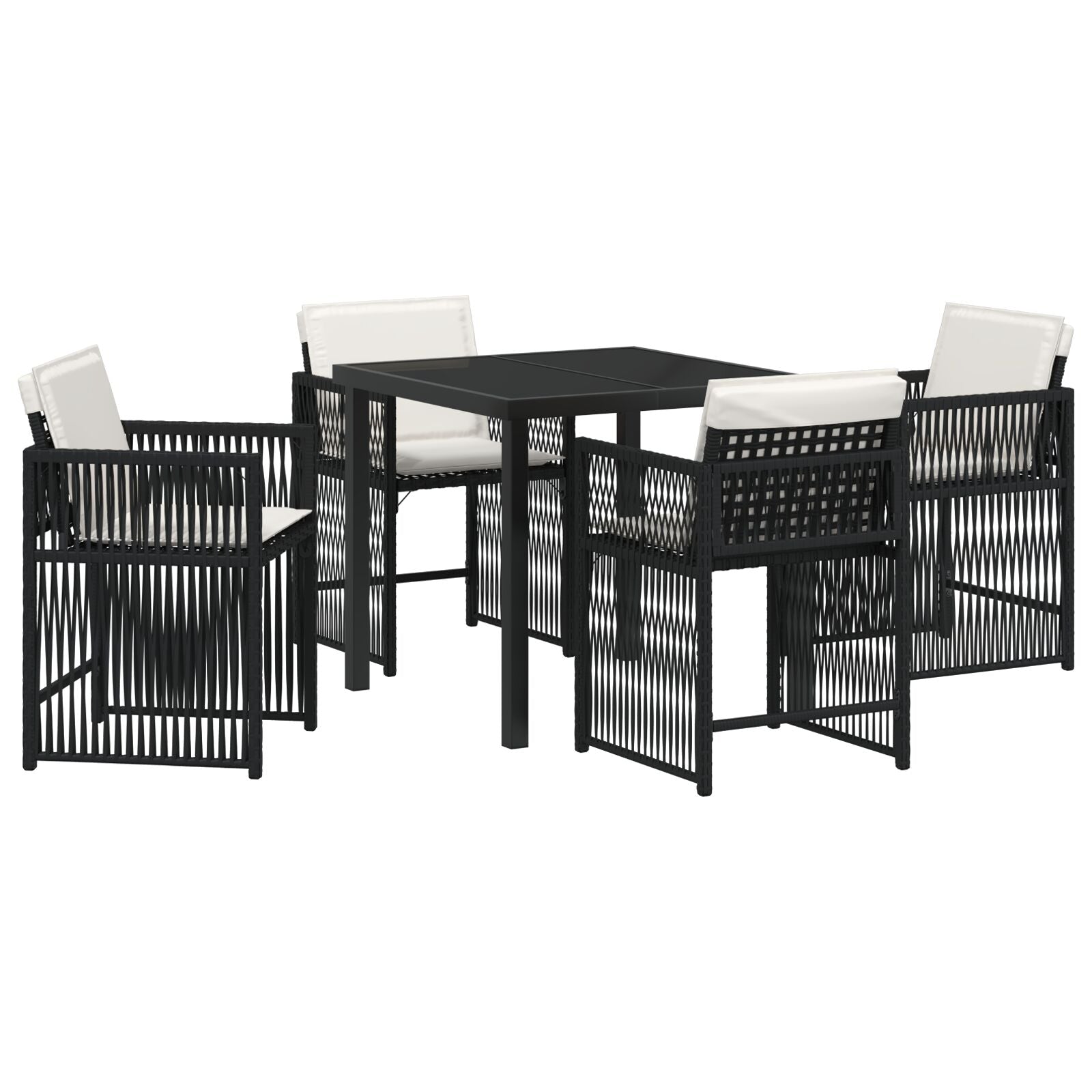 Hage Spisegruppe 5 pcs Svart polyrotting