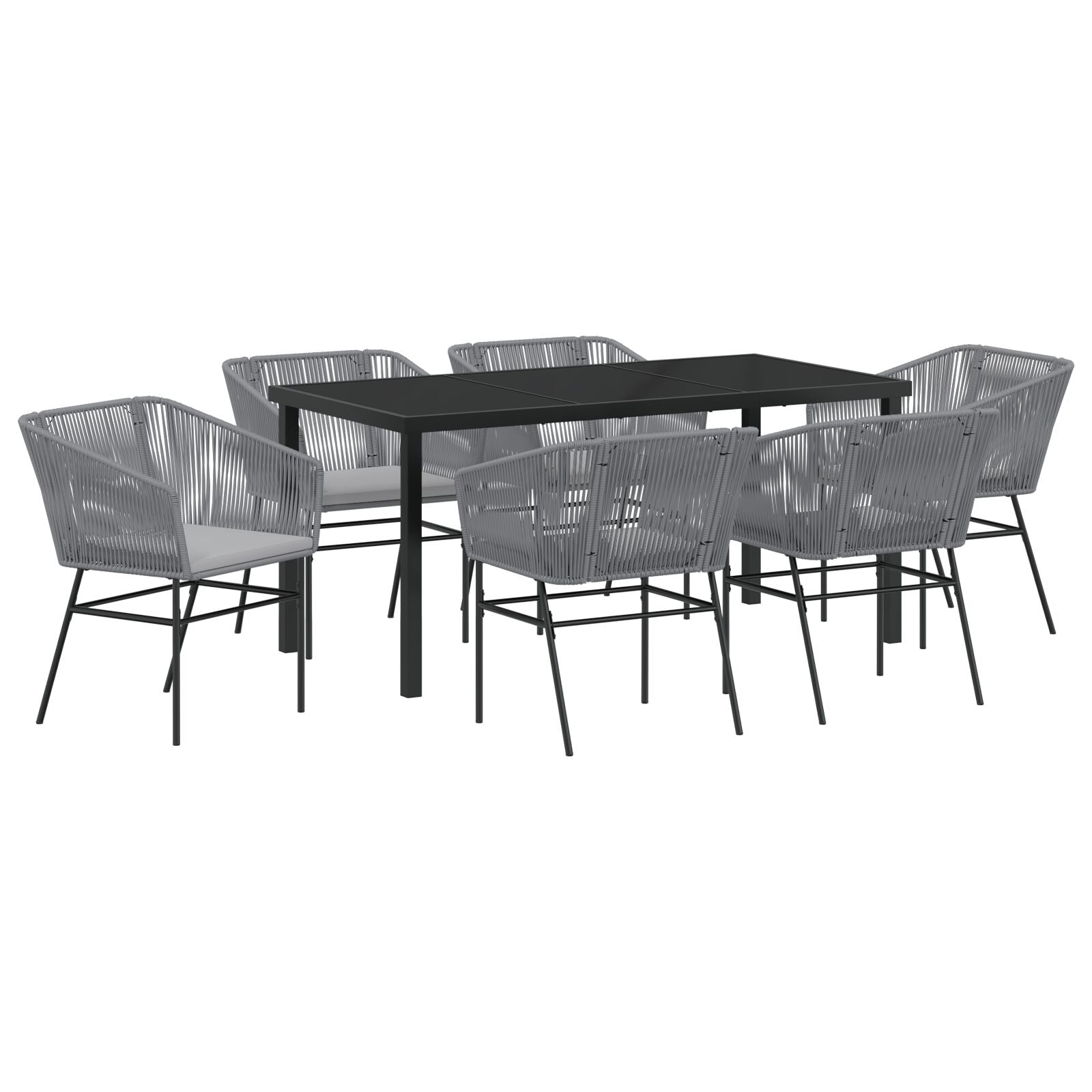 Hage Spisegruppe 7 pcs Grå Poly rattan
