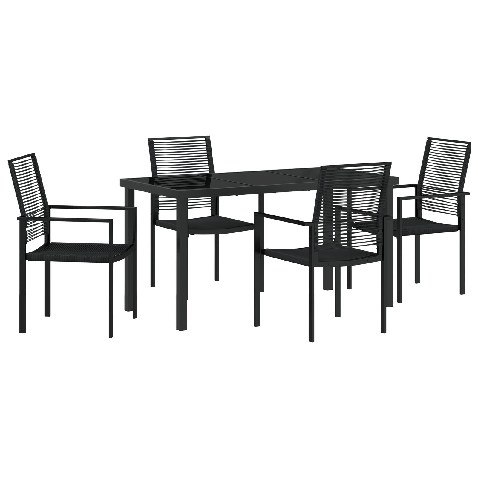 Hage Spisegruppe 5 pcs Svart PVC-Rattan