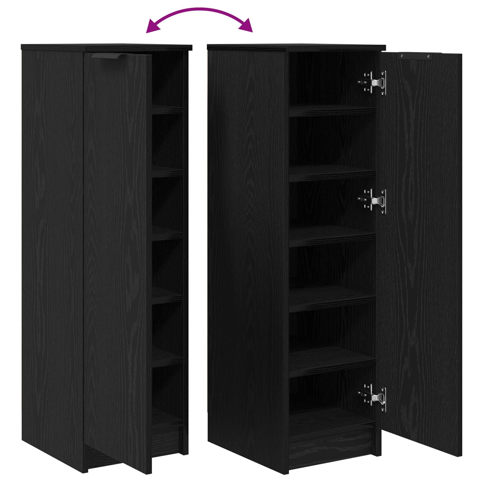 Sko skap svart eik 29,5x35x100,5 cm konstruert tre