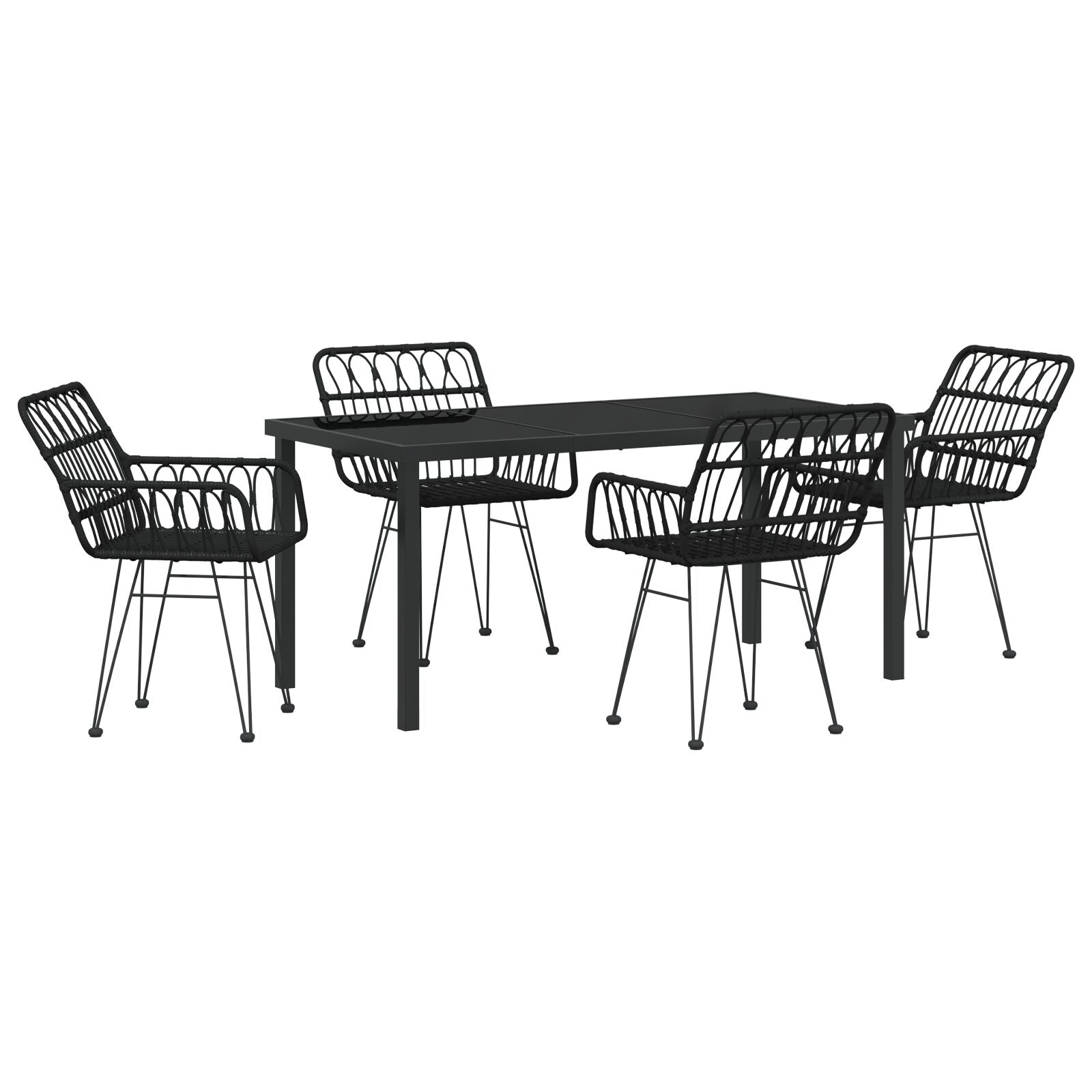 Hage Spisegruppe 5 pcs Svart Poly rattan