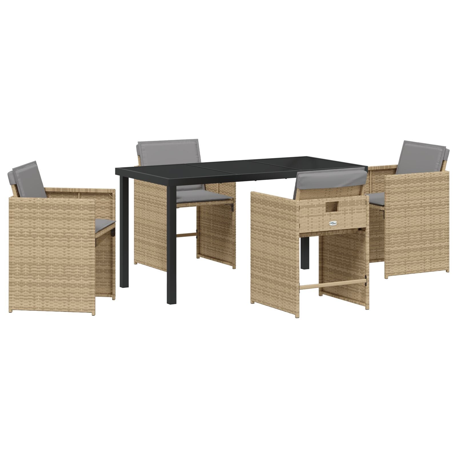 Hage Spisegruppe med pute 5 pcs Beige Poly rattan