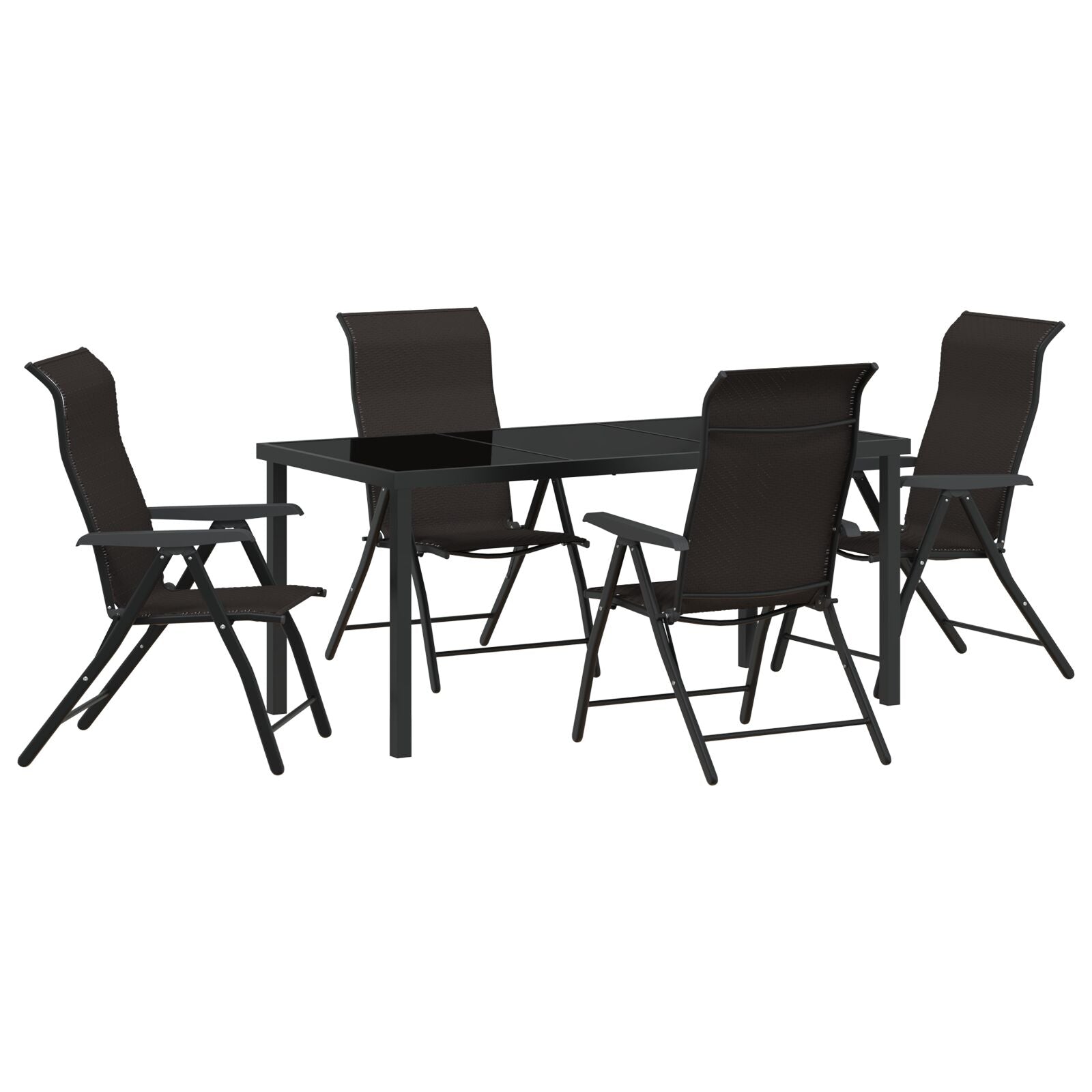 Hage Spisegruppe 5 pcs Svart kaffe Poly rattan
