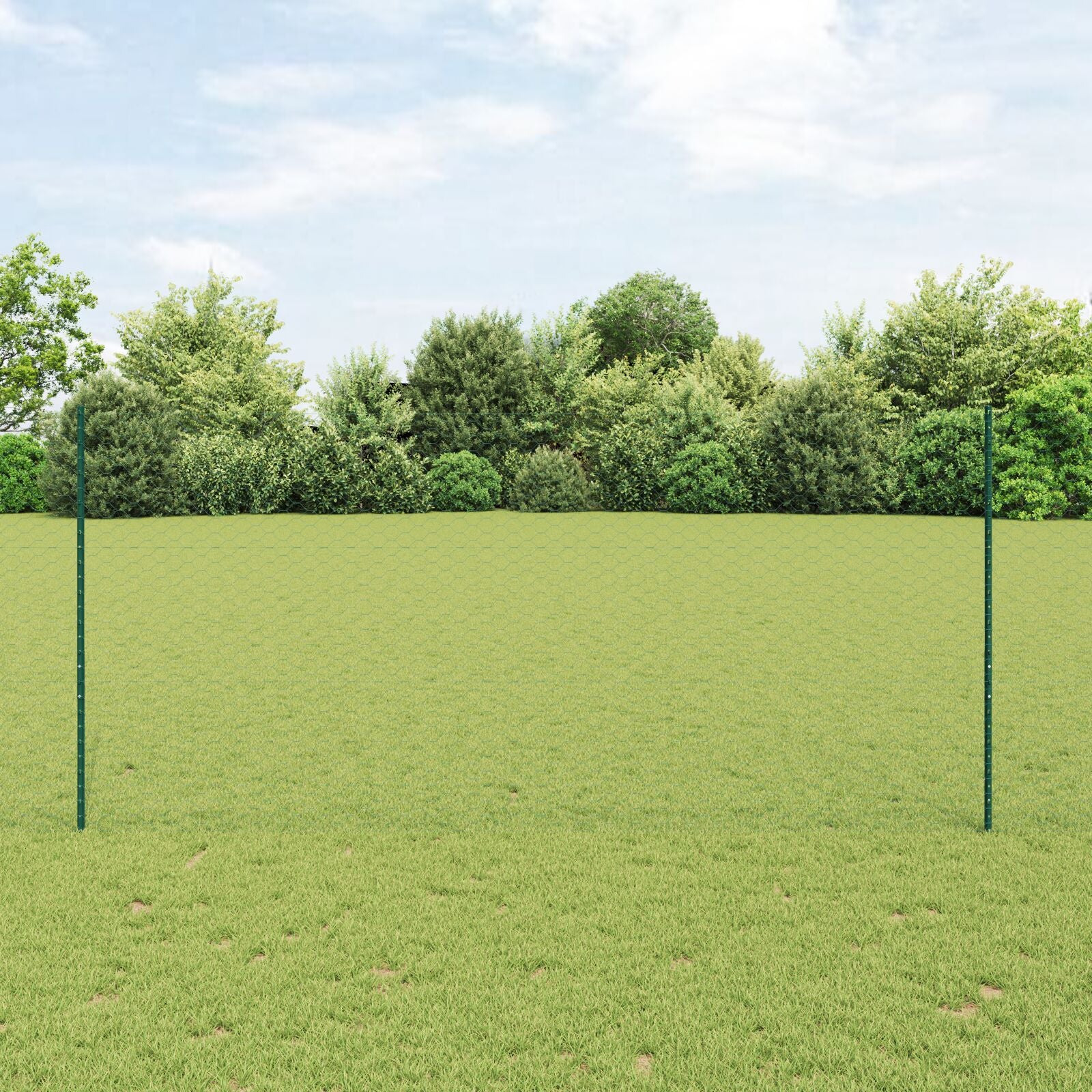 Gjerdepæler 11 stk U-kanal Grønn 140 cm Stål, vidaXL Sekskantet gjerde Grønn 1.4x100 m Stål