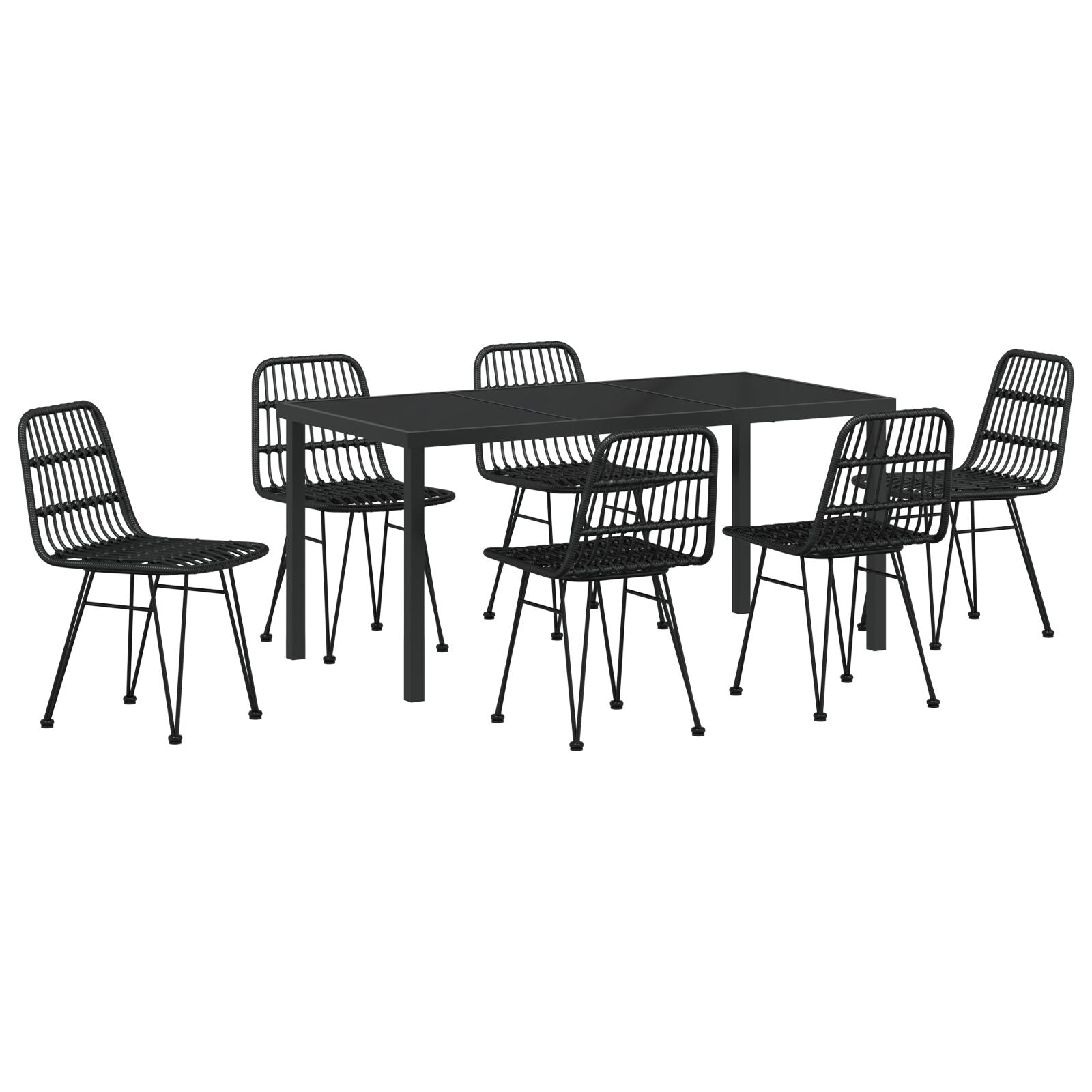 Hage Spisegruppe 7 pcs Svart Poly rattan