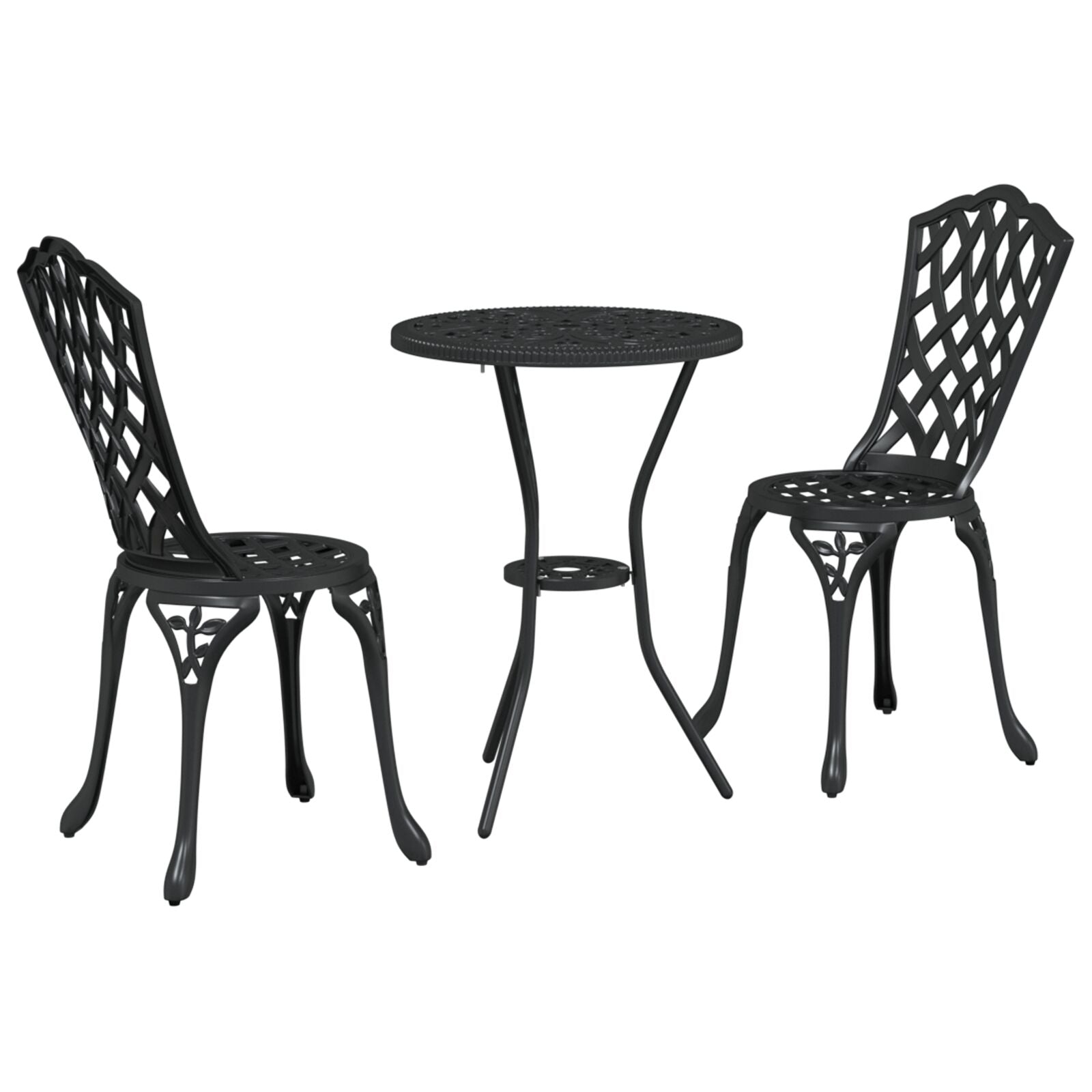Hage Bistro Sett 3 pcs Svart Aluminium