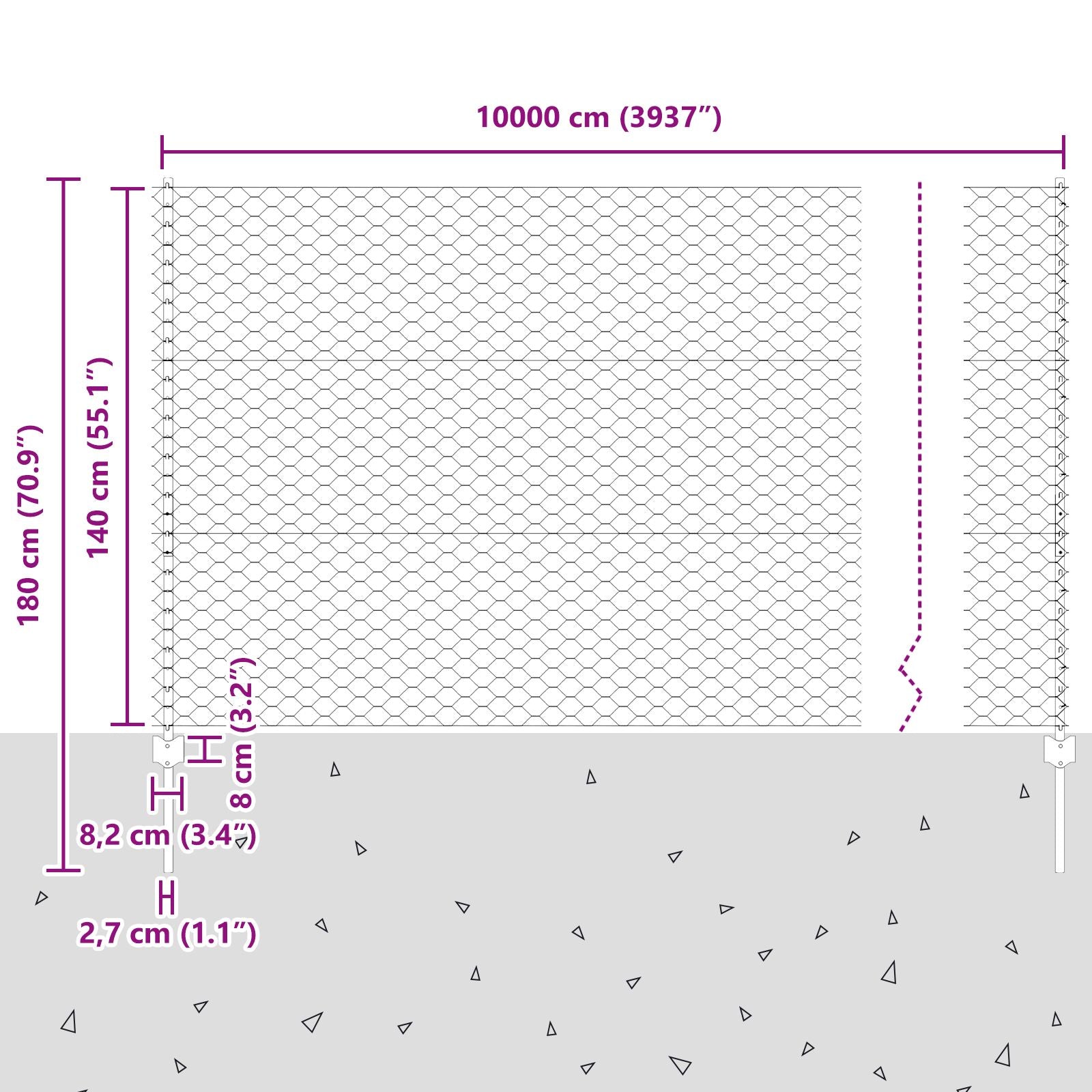 Gjerdepæler 11 stk U-kanal Grønn 140 cm Stål, vidaXL Sekskantet gjerde Grønn 1.4x100 m Stål