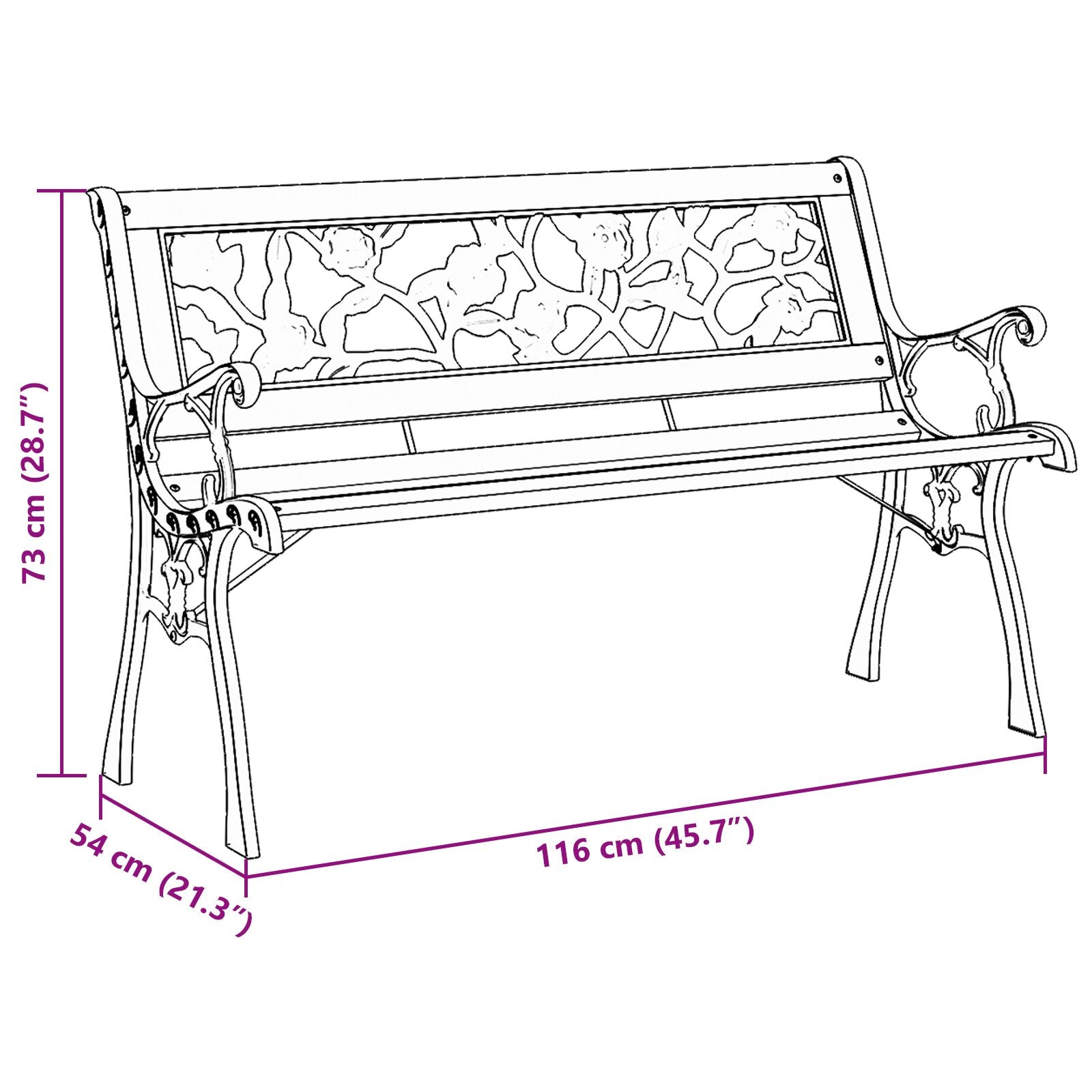 benk Brun 116 x 54 x 73cm tre