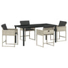 Hage Spisegruppe med pute 5 pcs Lysegrå Poly rattan