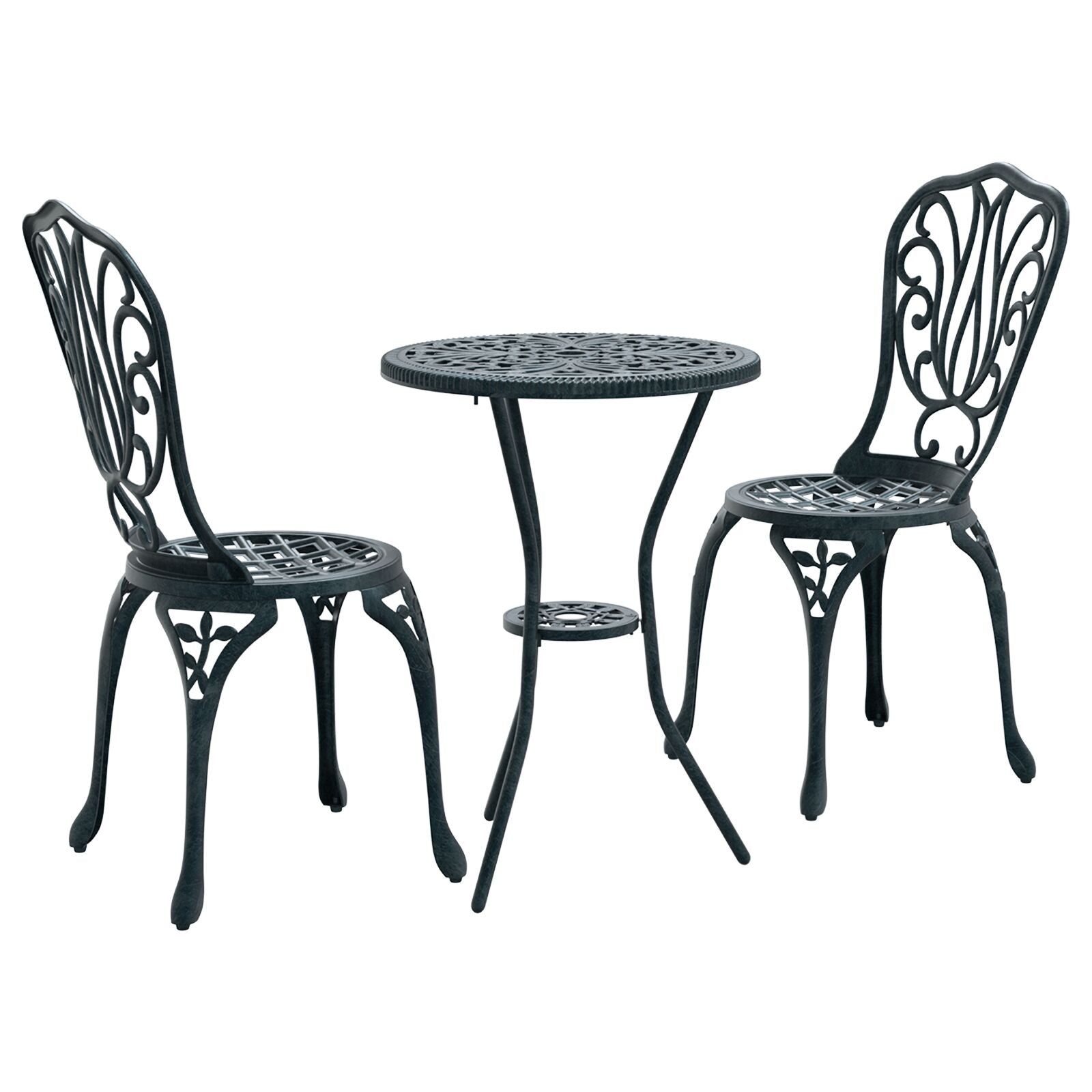 Hage Bistro Sett 3 pcs grønn Aluminium