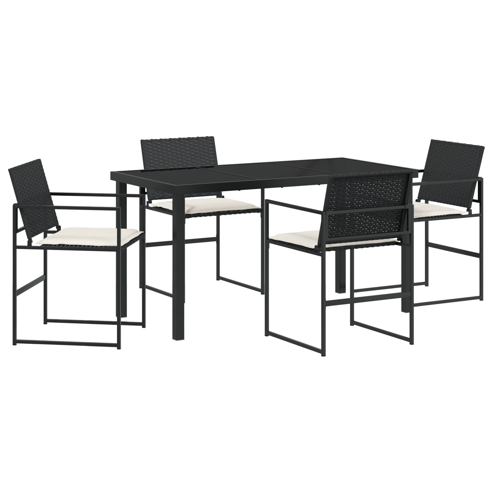 Hage Spisegruppe 5 pcs Svart Poly rattan