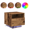 Nattbord med LED-lamper i gammelt tre 40x39x37 cm