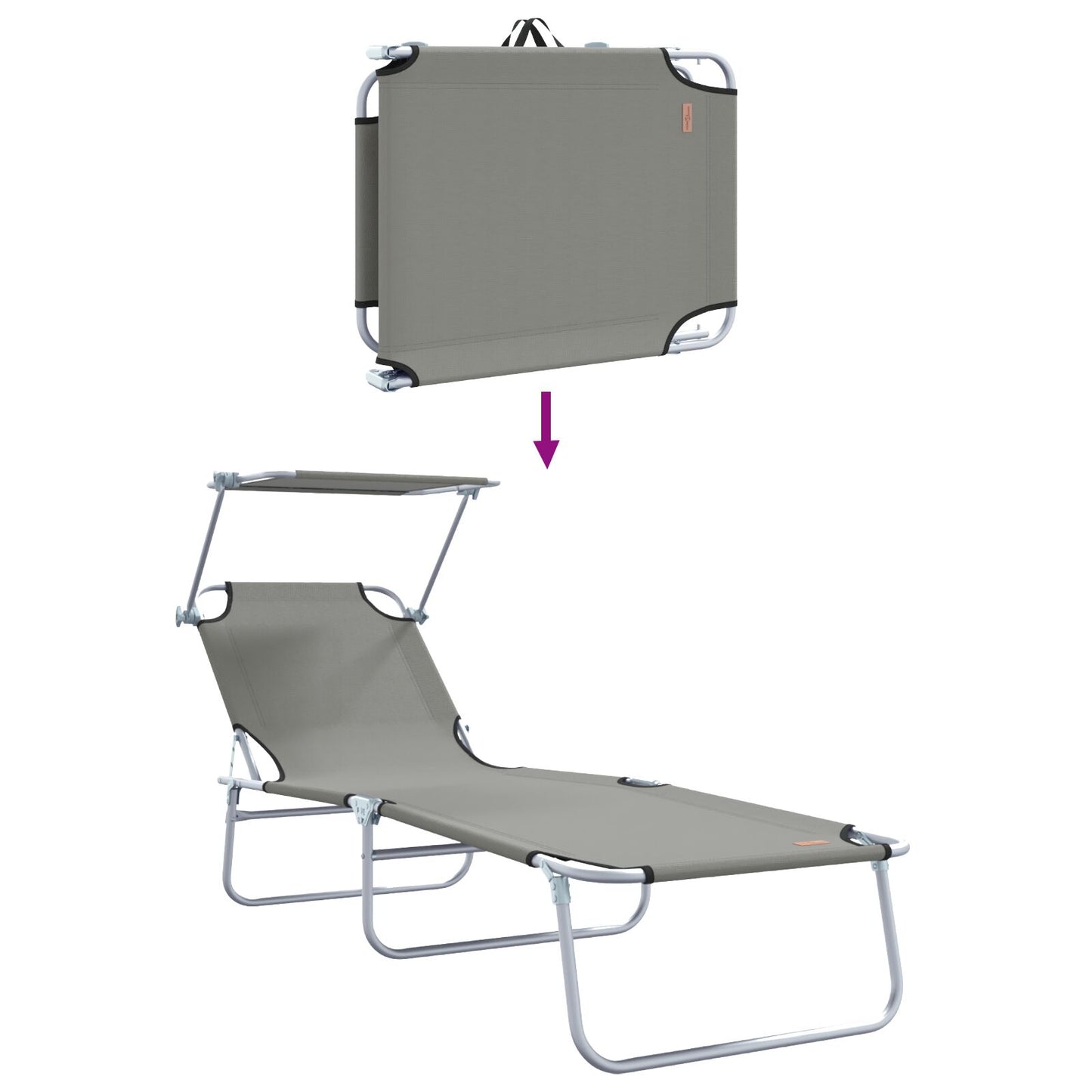 Solstol 2 pcs Grå 58 x 188 x 77cm Polyester