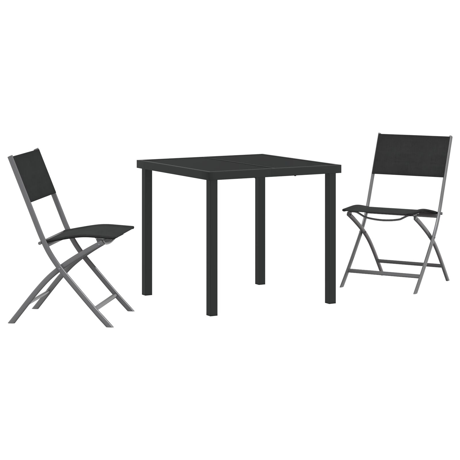 Hage Spisegruppe 3 pcs Svart Textilene og stål