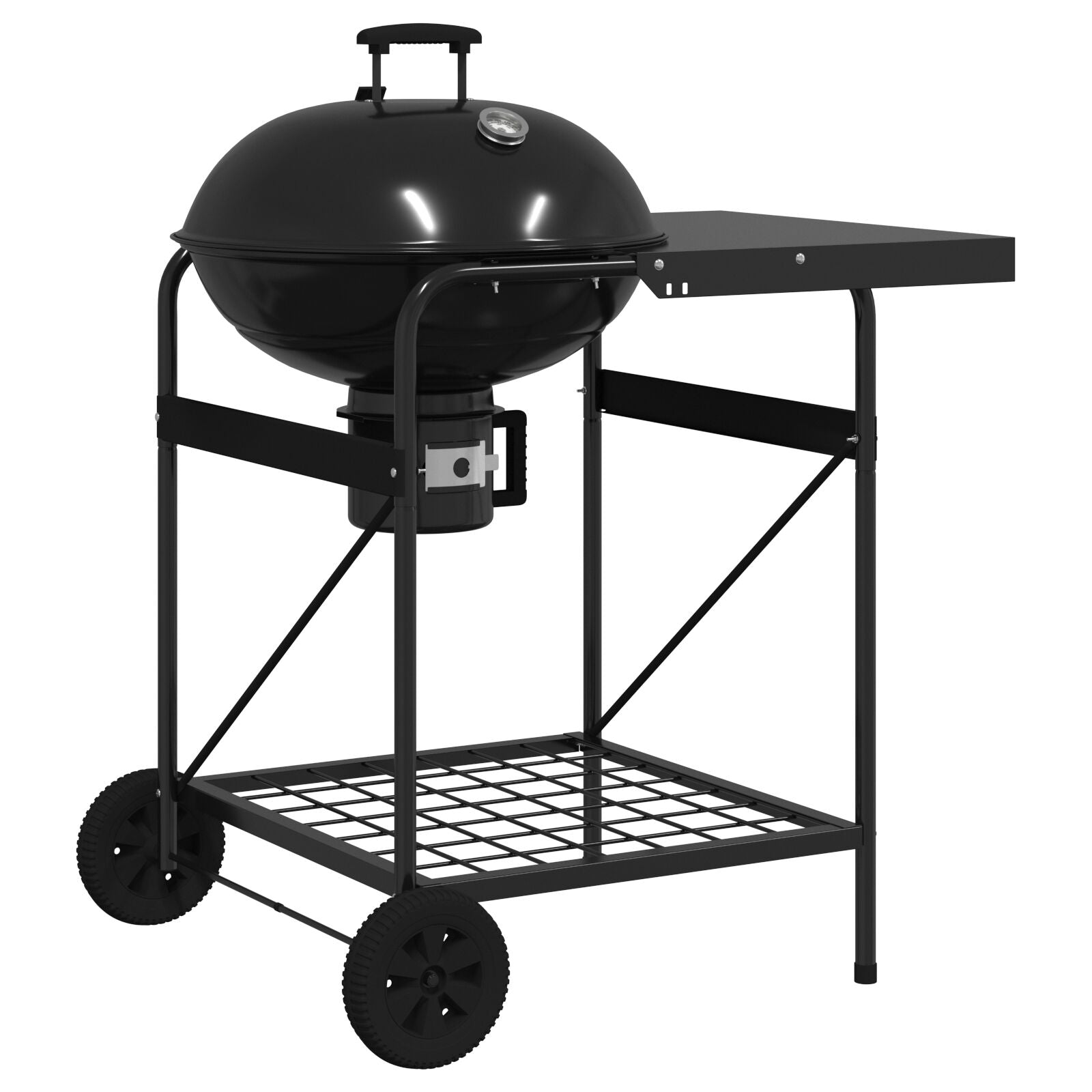 Utendørs grill med hjul Svart 96 x 72 x 113 cm Metall
