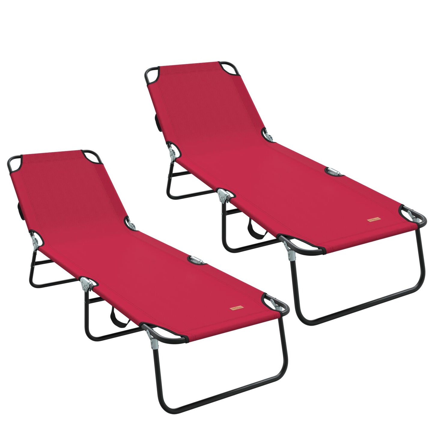 Sammenleggbar solstol 2 pcs Rød 188 x 57 x 86,5 cm Polyester
