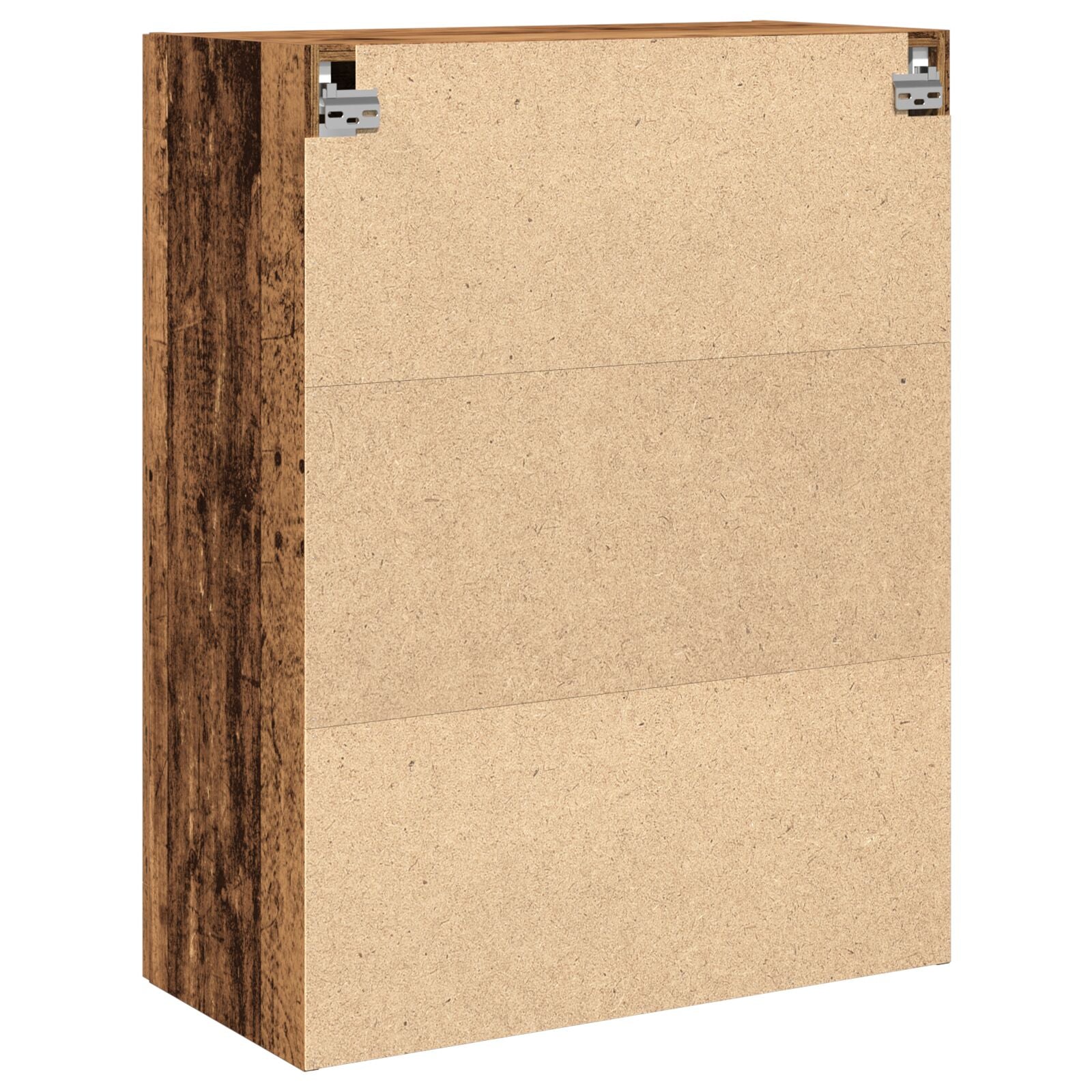 vegghengt skap med glassdører - gammelt tre - 69.5x34x90 cm