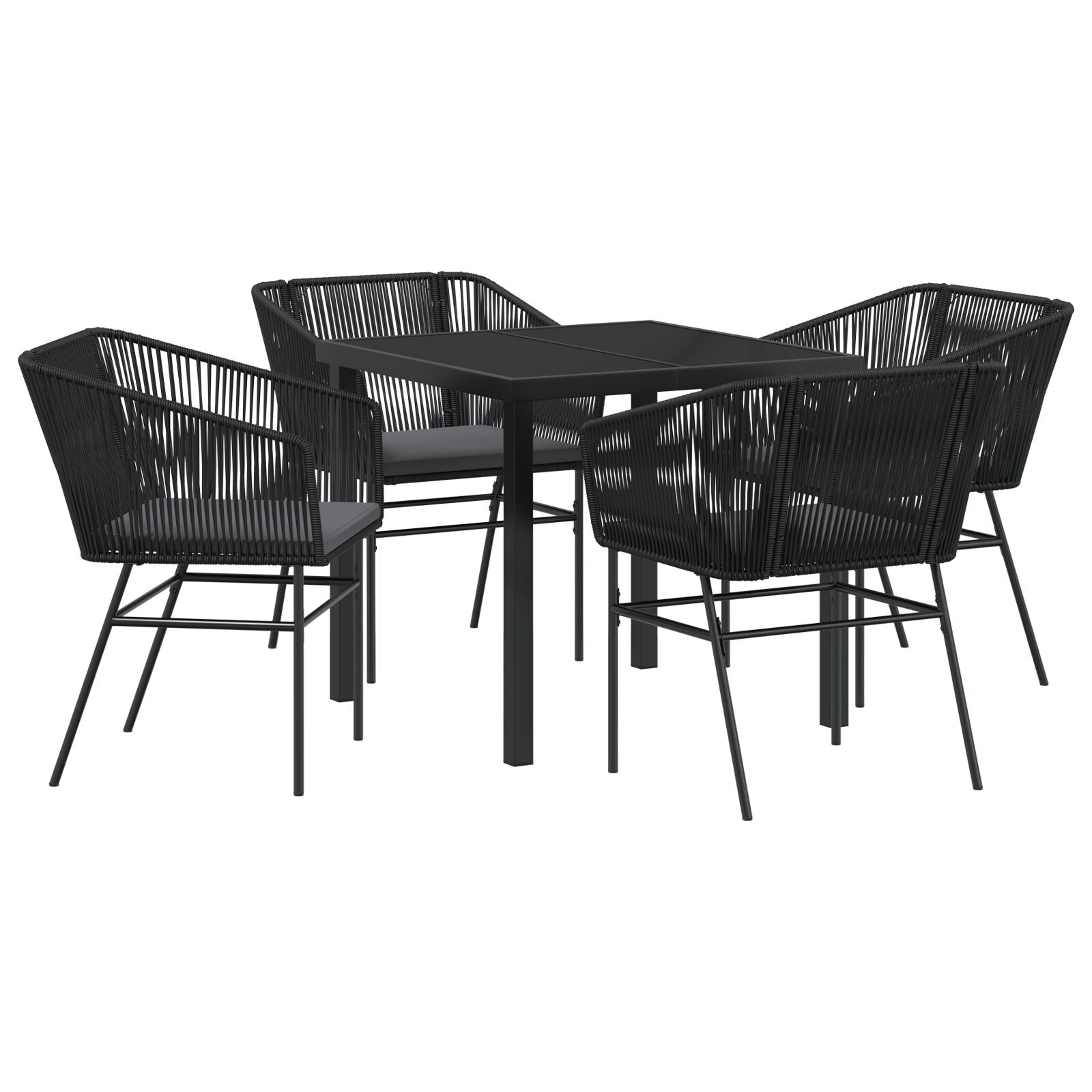 Hage Spisegruppe 5 pcs Svart Poly rattan