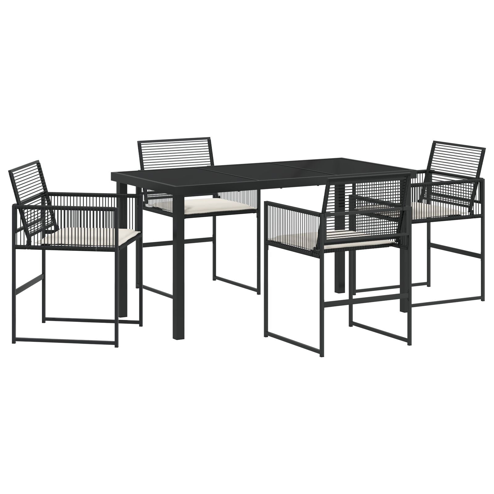 Hage Spisegruppe 5 pcs Svart Poly rattan