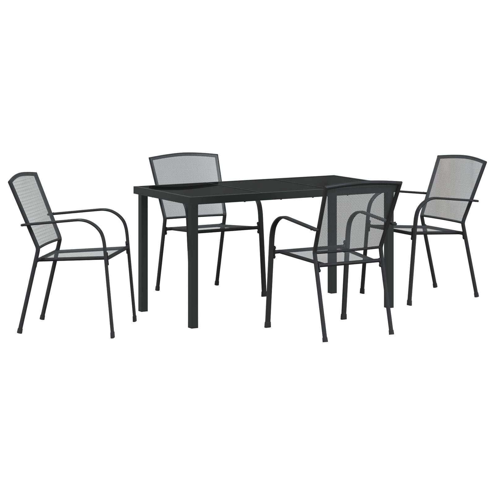 Hage Spisegruppe 5 pcs Antrasitt Stål