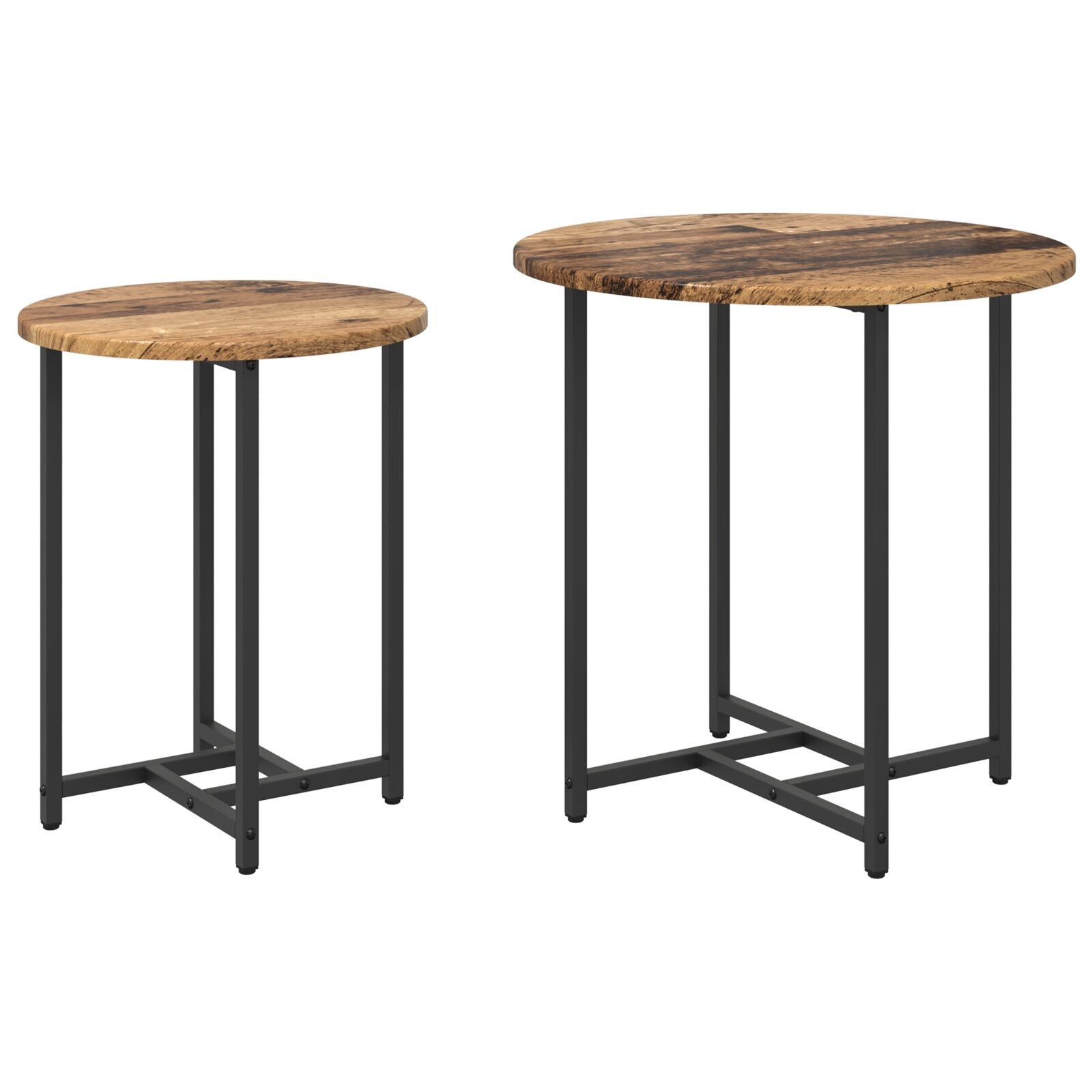 Sidebord 2 pk Gammelt tre, konstruert tre og metall