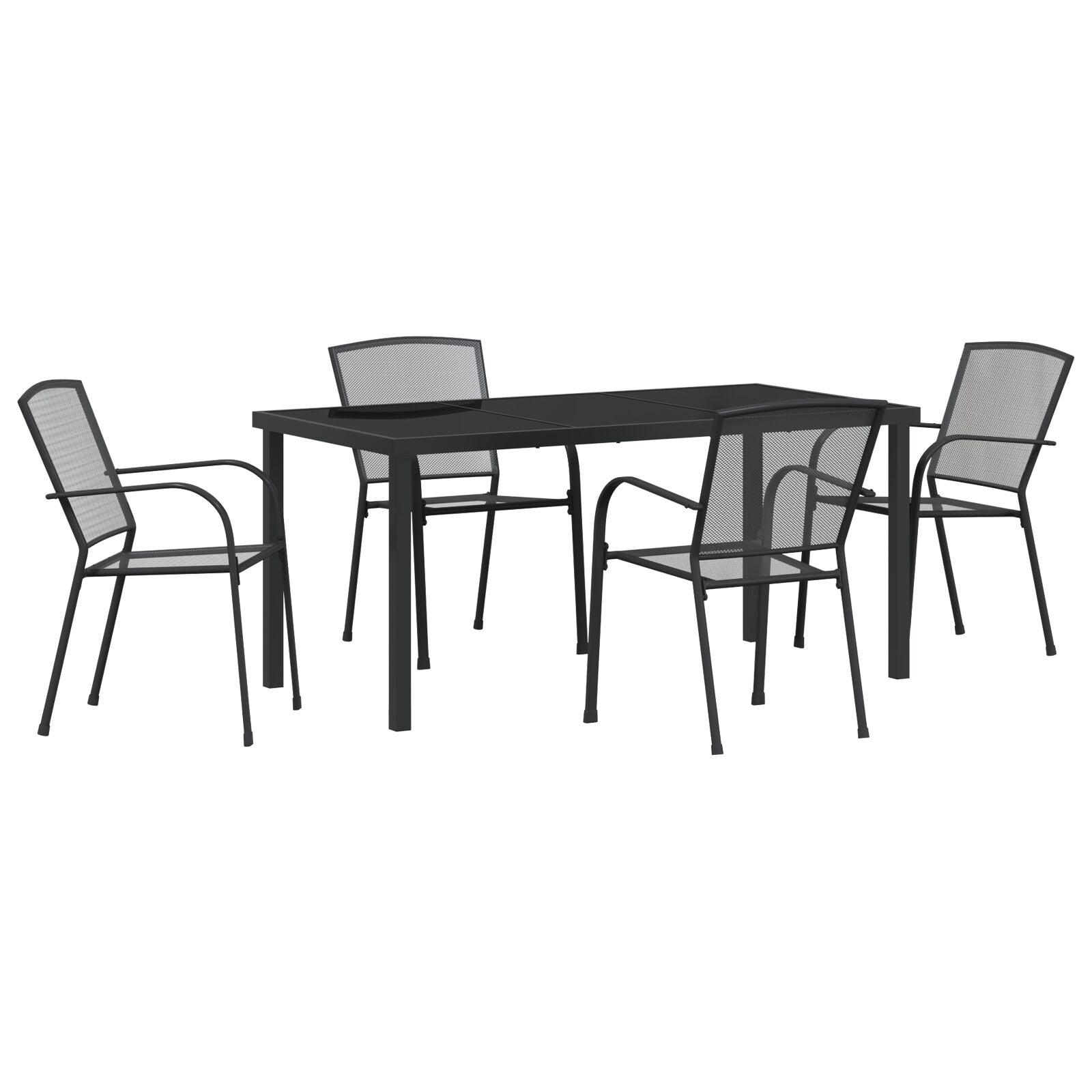 Hage Spisegruppe 5 pcs Antrasitt Stål