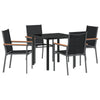 Hage Spisegruppe 5 pcs Svart Textilene og stål