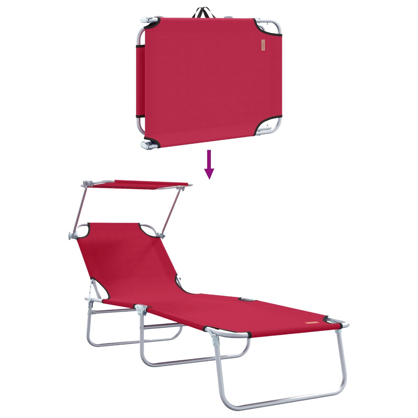 Solstol 2 pcs Rød 58 x 188 x 77cm Polyester