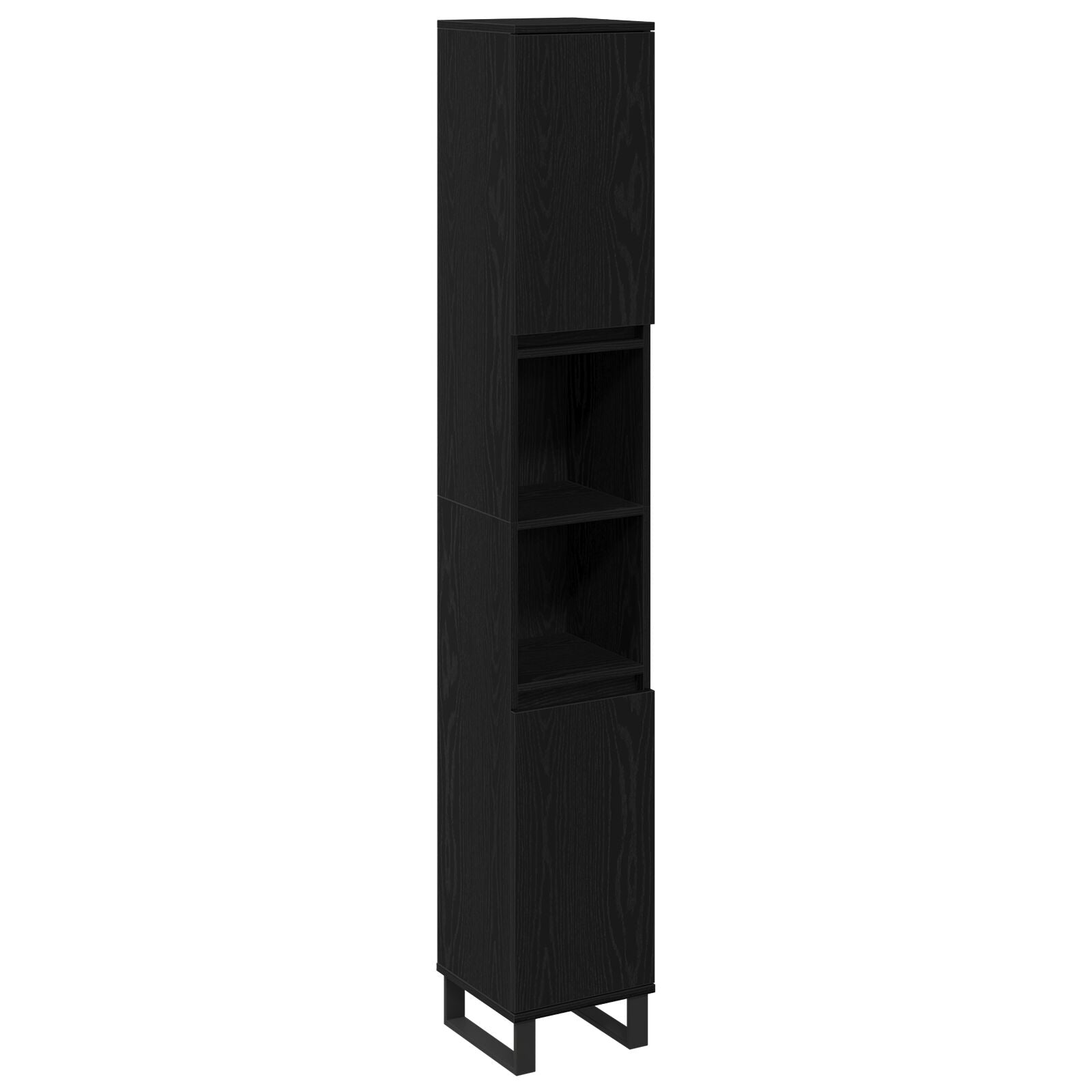 Badromsskap Svart Eik 30x30x190 cm Konstruert Tre