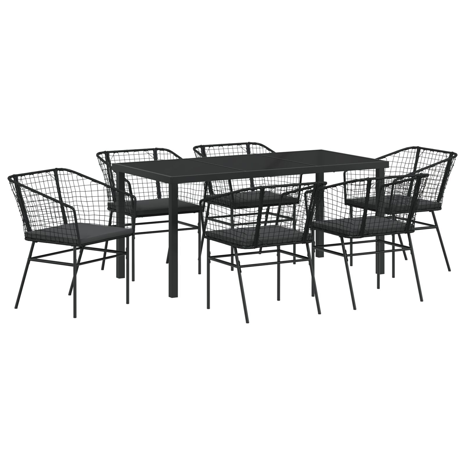 Hage Spisegruppe 7 pcs Svart polyrotting