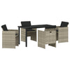 Hage Spisegruppe med pute 5 pcs Lysegrå Poly rattan