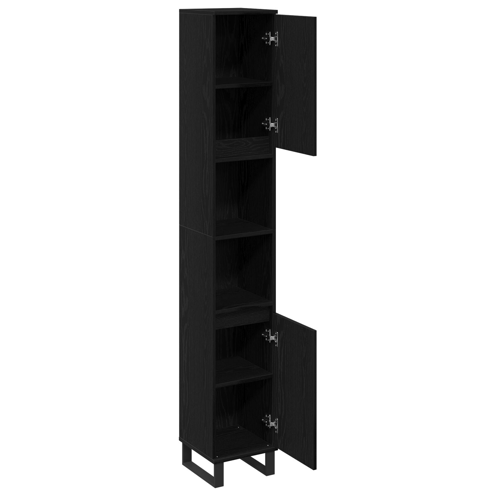 Badromsskap Svart Eik 30x30x190 cm Konstruert Tre