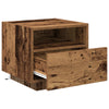 Nattbord med LED-lamper i gammelt tre 40x39x37 cm