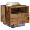 Nattbord med LED-lamper i gammelt tre 40x39x37 cm