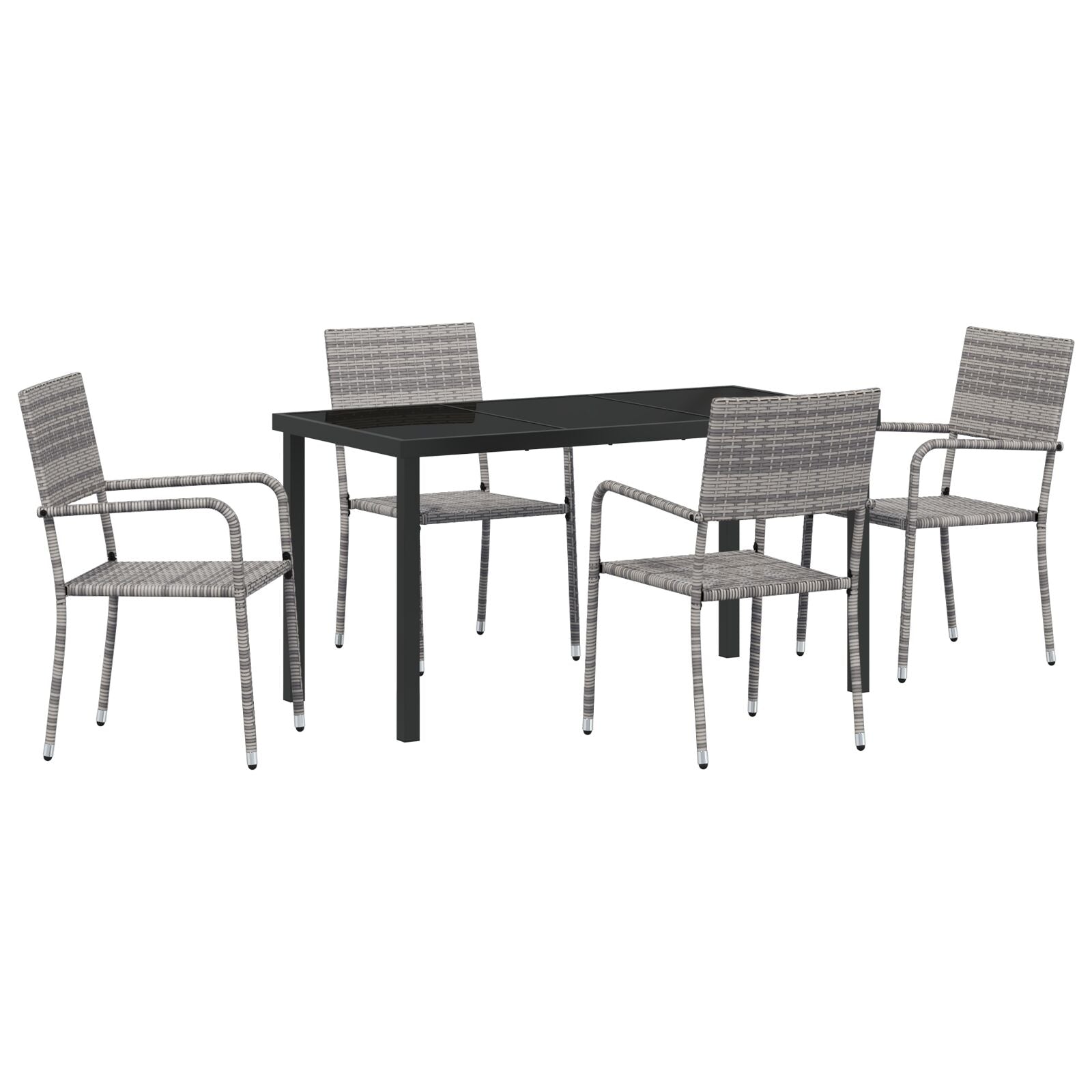 Hage Spisegruppe 5 pcs Grå Poly rattan
