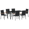Hage Spisegruppe 7 pcs Svart Textilene og stål