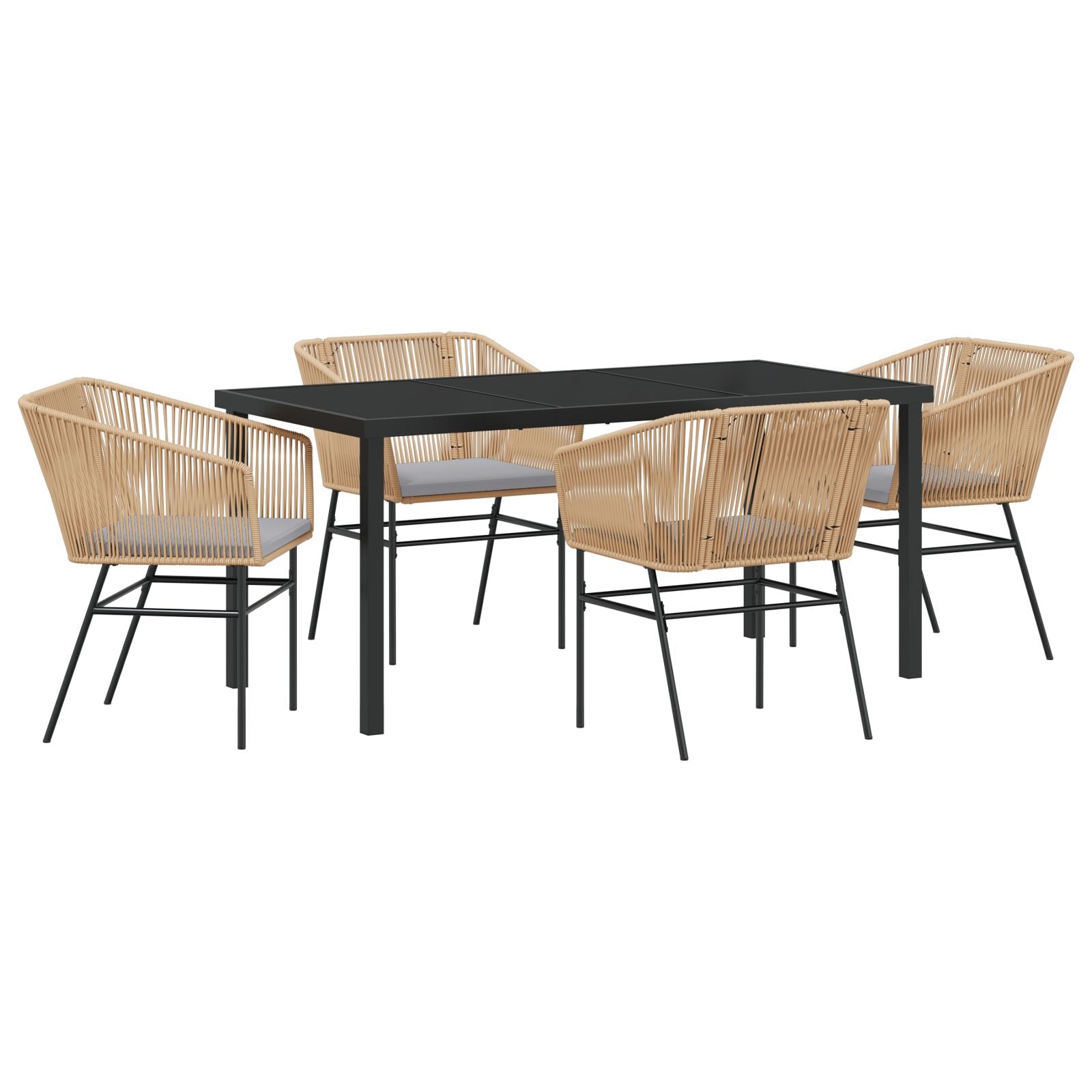Hage Spisegruppe 5 pcs Brun Poly rattan