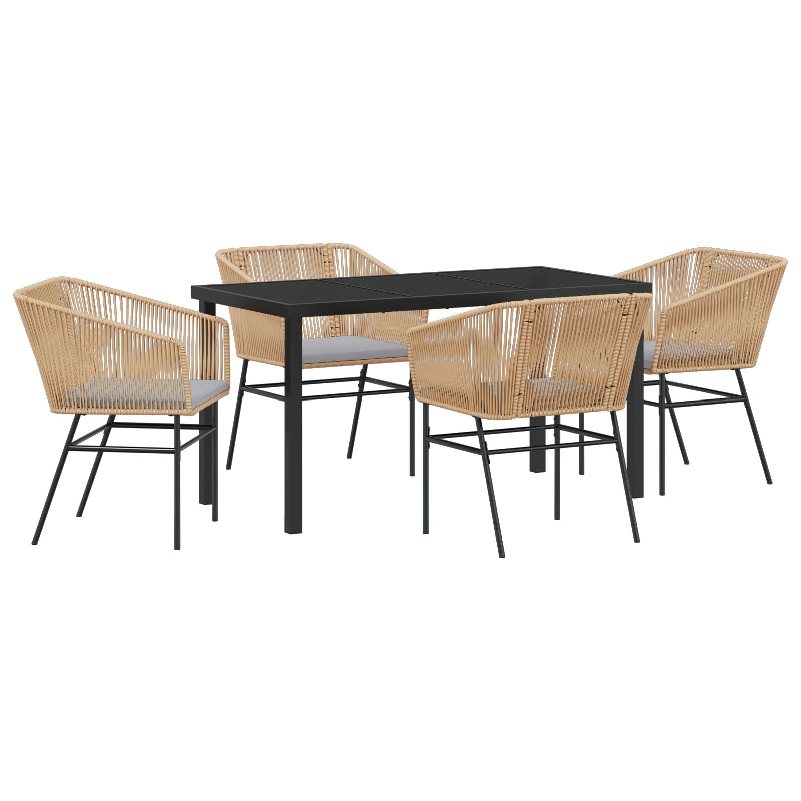 Hage Spisegruppe 5 pcs Brun Poly rattan