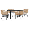 Hage Spisegruppe 5 pcs Brun Poly rattan