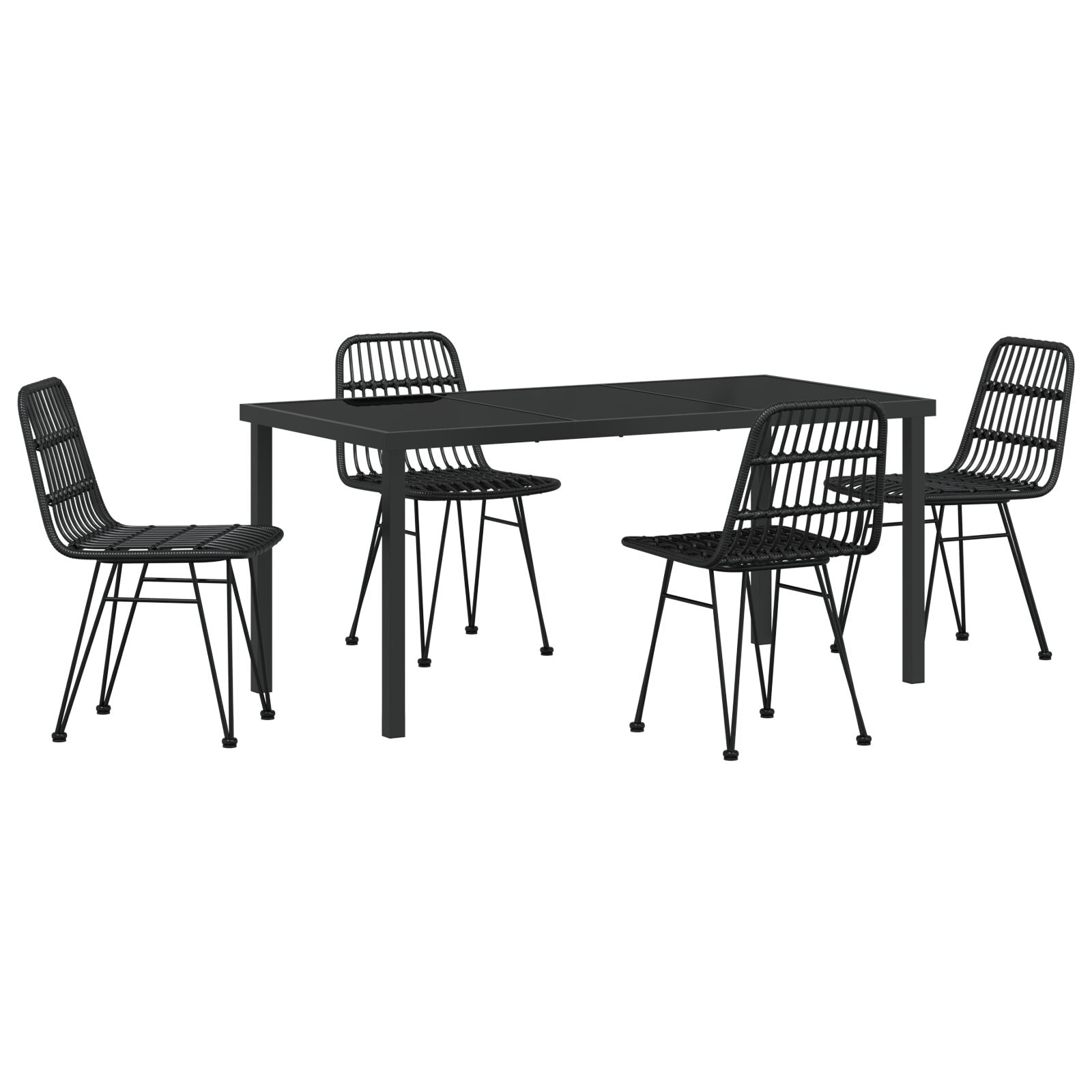 Hage Spisegruppe 5 pcs Svart Poly rattan